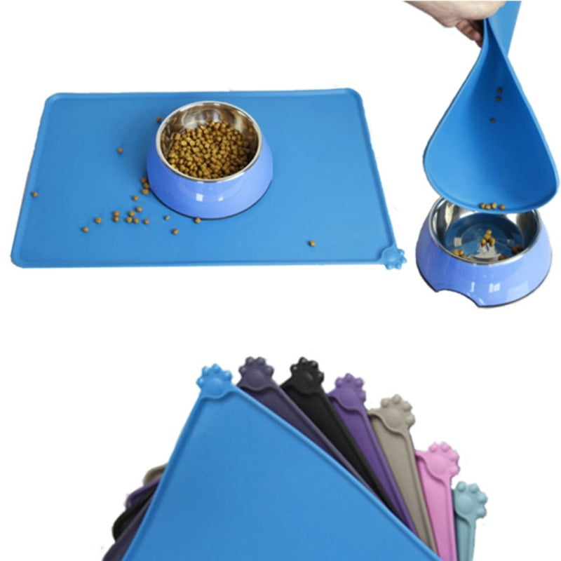 PuppyLuv Pet Silicone Feeding Mat Non-Slip Waterproof Small Large Grey Blue