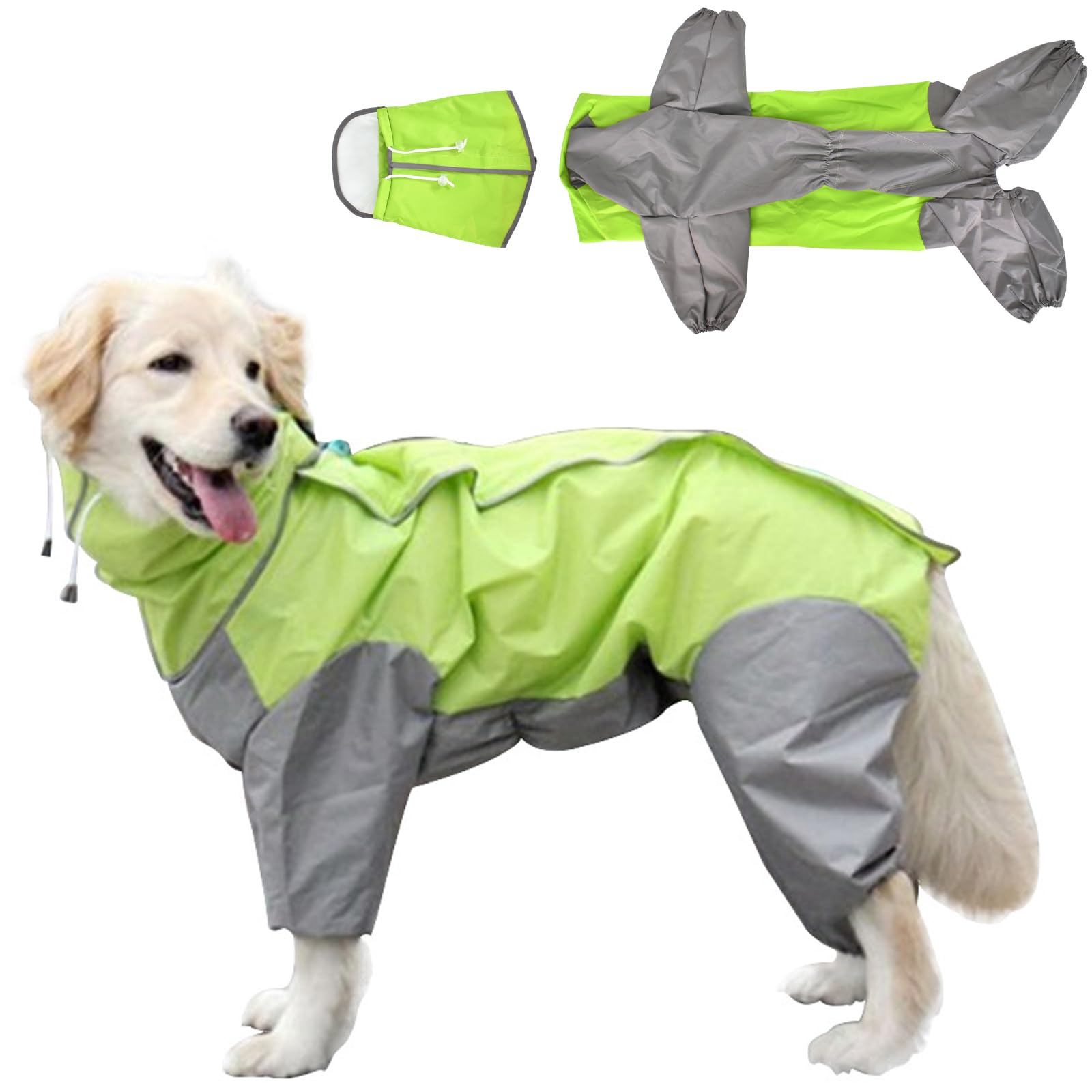 PuppyLuv Dog Raincoat Waterproof Jacket Hood Reflective Strips Small Medium Large XL Yellow Blue