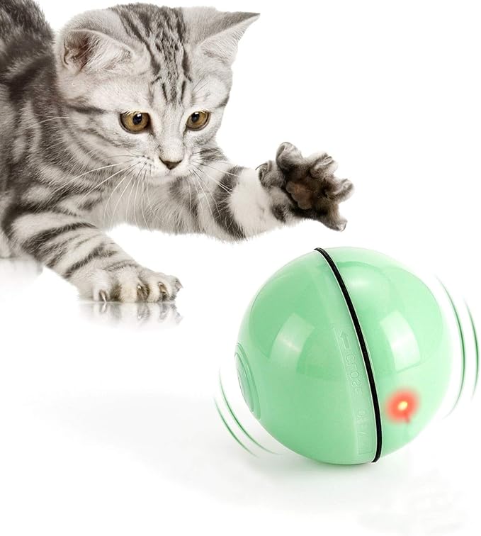 PuppyLuv Interactive Cat Ball Toy Electronic Motion Sensor LED Light 360 Auto Rotating USB Rechargeable