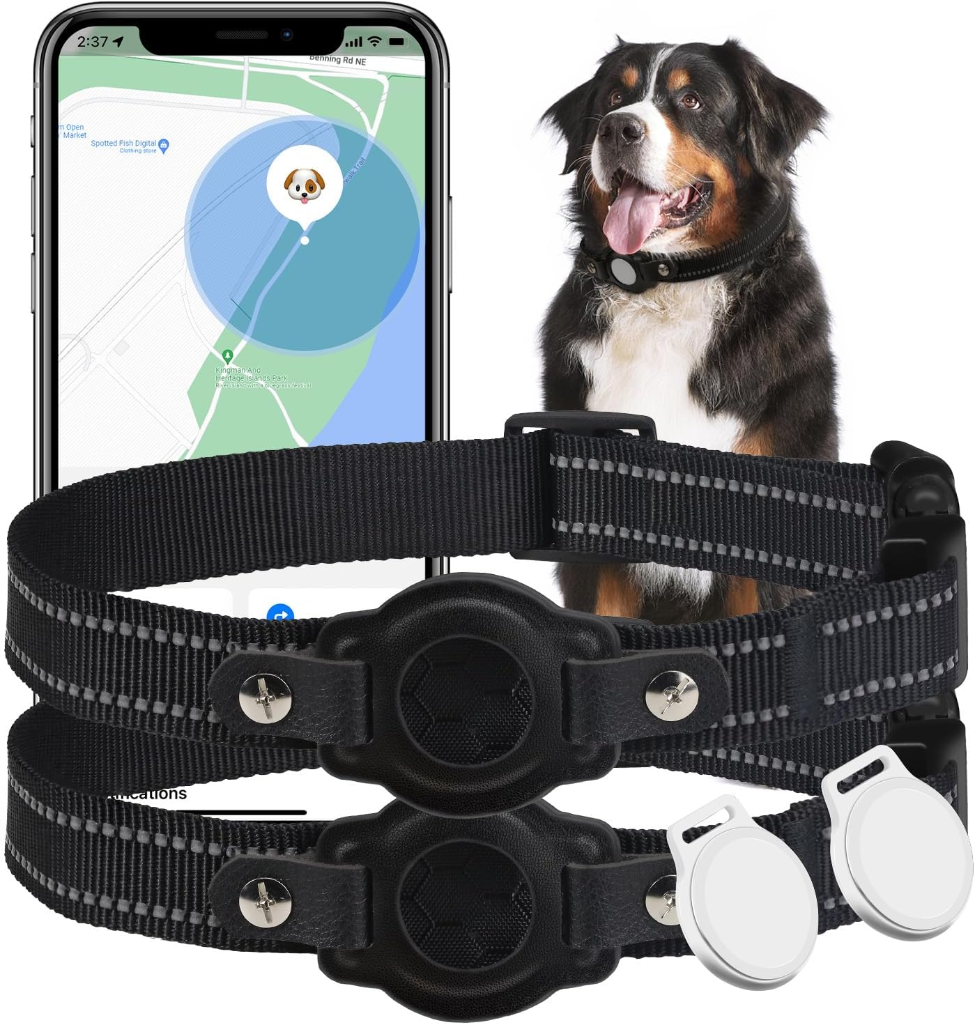 PuppyLuv GPS Pet Tracker Real-Time Location Waterproof IP67 7-Day Battery Worldwide iOS Android