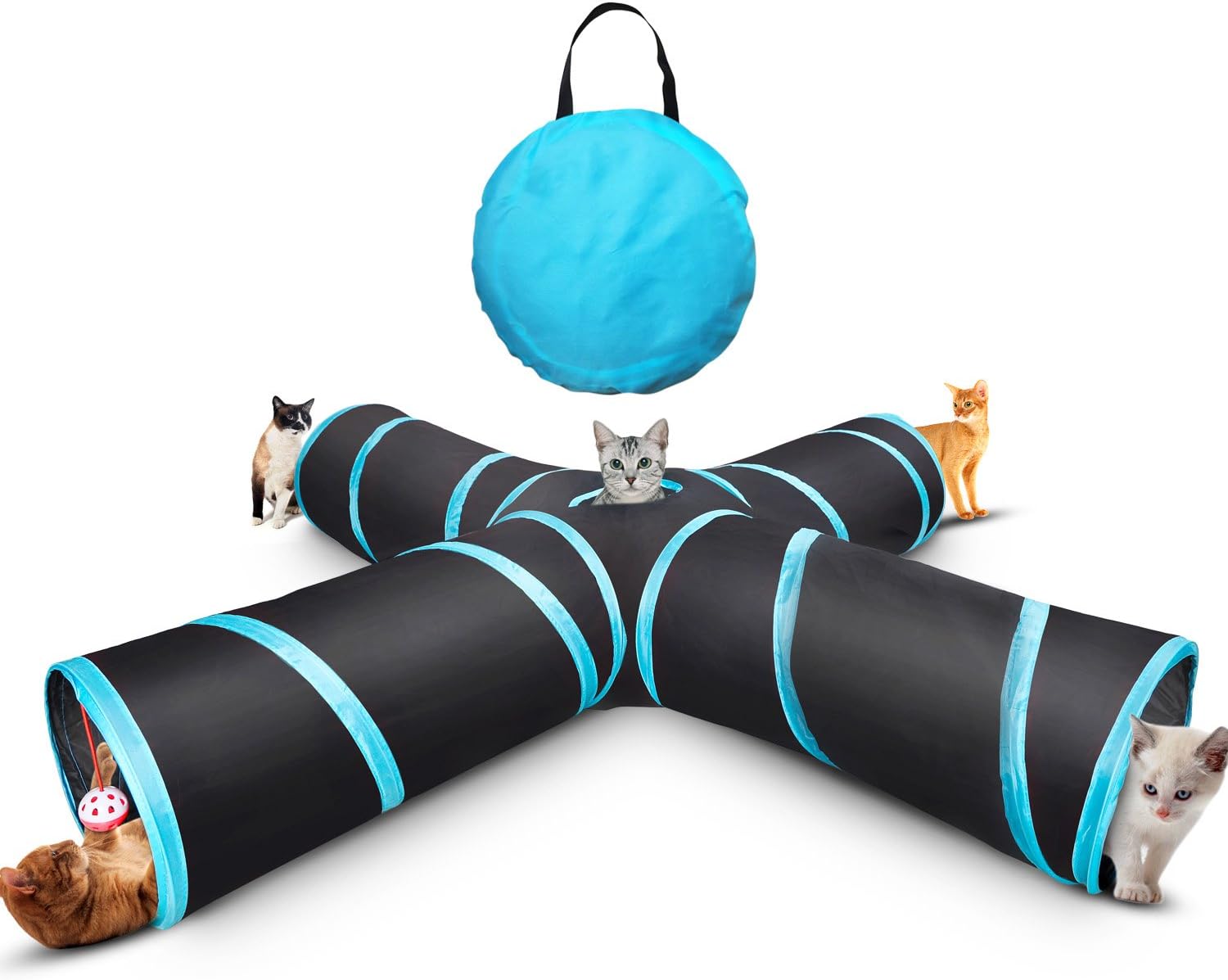 PuppyLuv Cat Collapsible Tunnel Toy Crinkle Sound Hanging Ba - PuppyLuv Pet Store