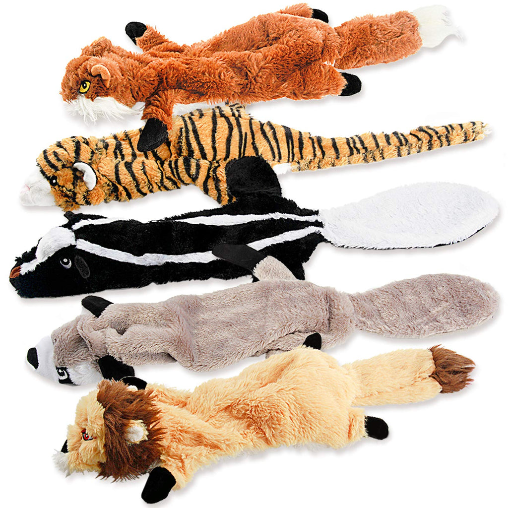 Squeaky Plush Dog Toys Set of 5