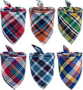 PuppyLuv Dog Bandana Set 6-Pack Adjustable Triangle Scarf Washable Velcro Small Medium Large Dogs