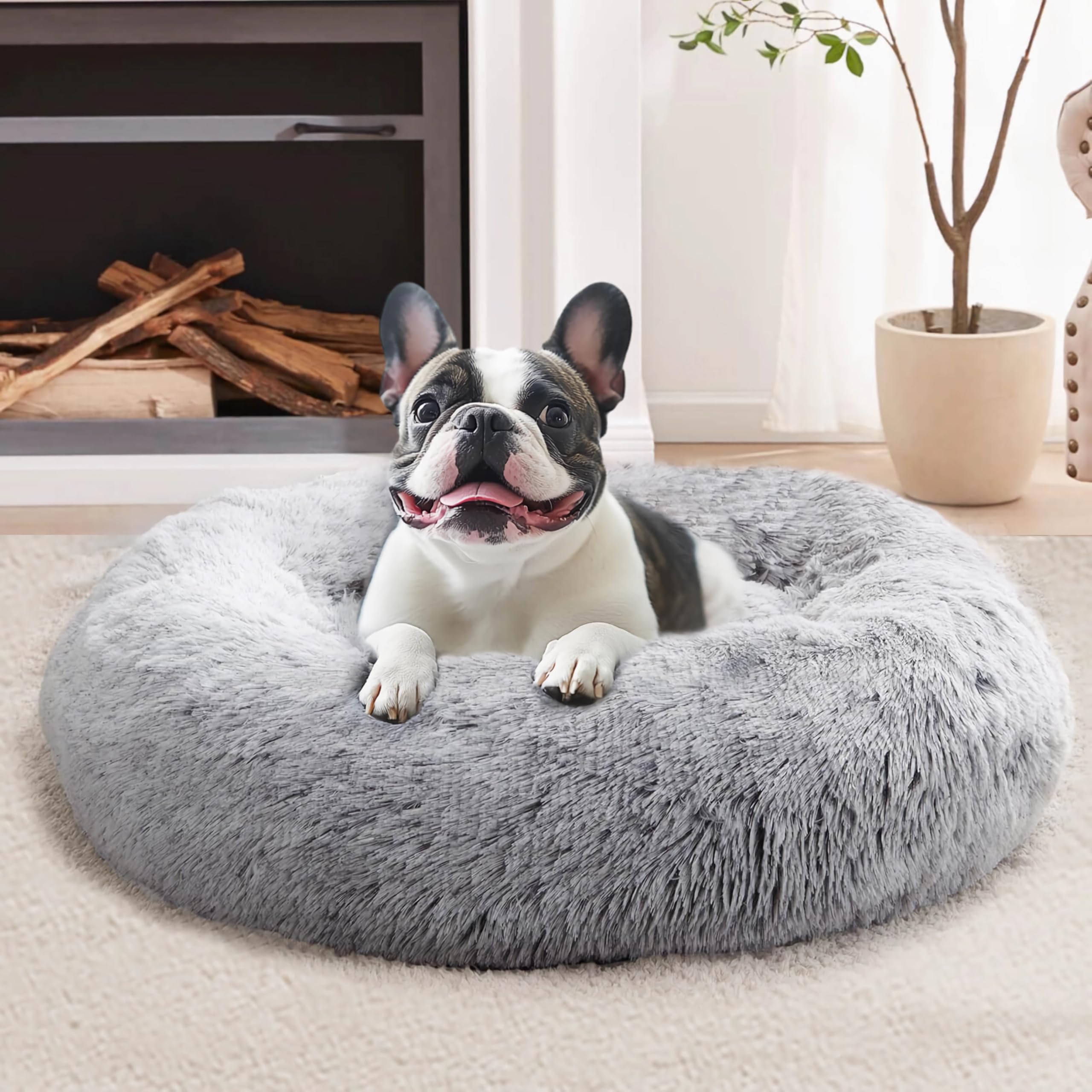 PuppyLuv Calming Dog Bed Anti-Anxiety Donut Cuddler Faux Fur - PuppyLuv Pet Store