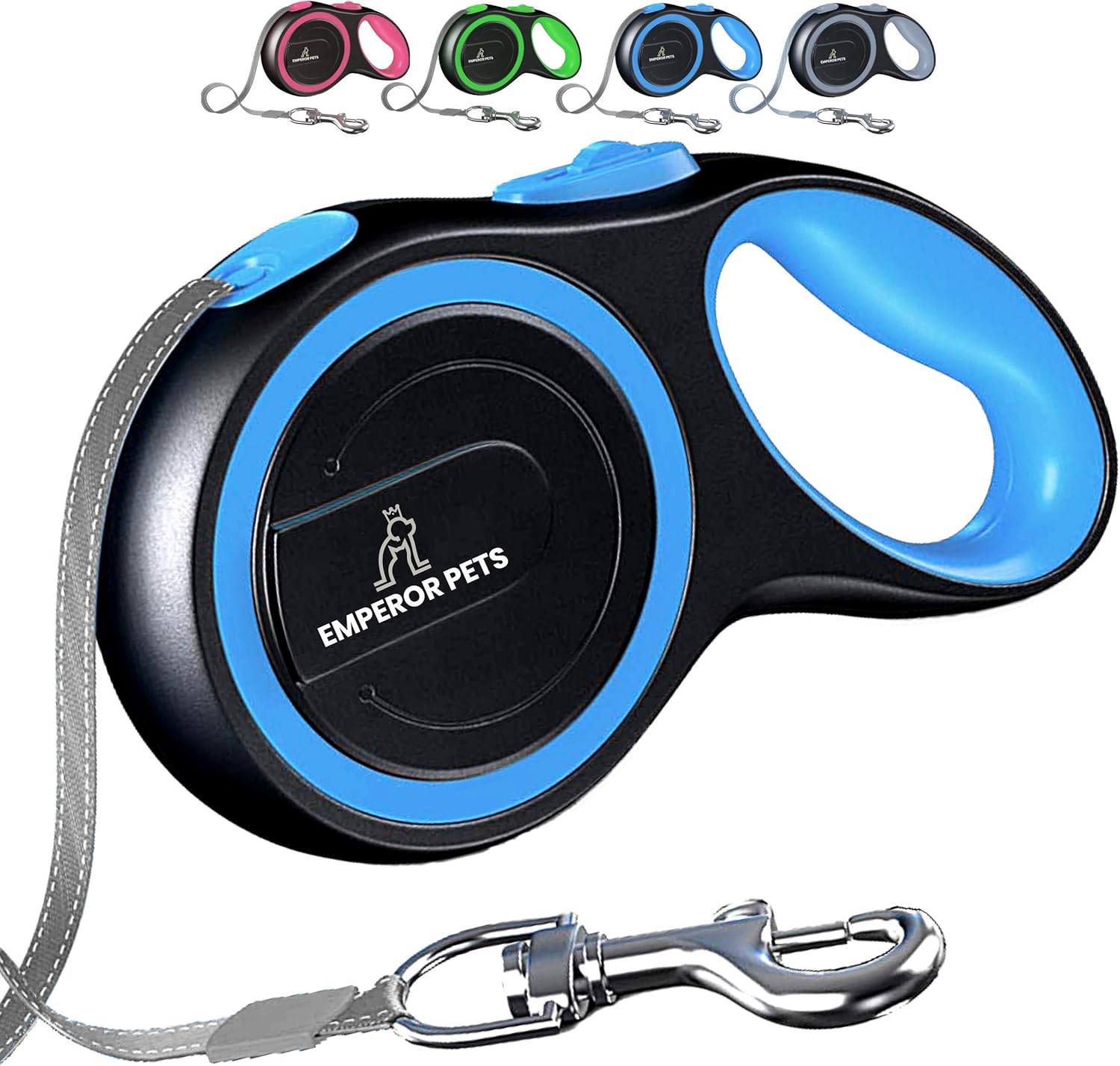 PuppyLuv Retractable Dog Leash 26ft Heavy Duty Anti-Slip Handle Brake Button Small Large Black Blue