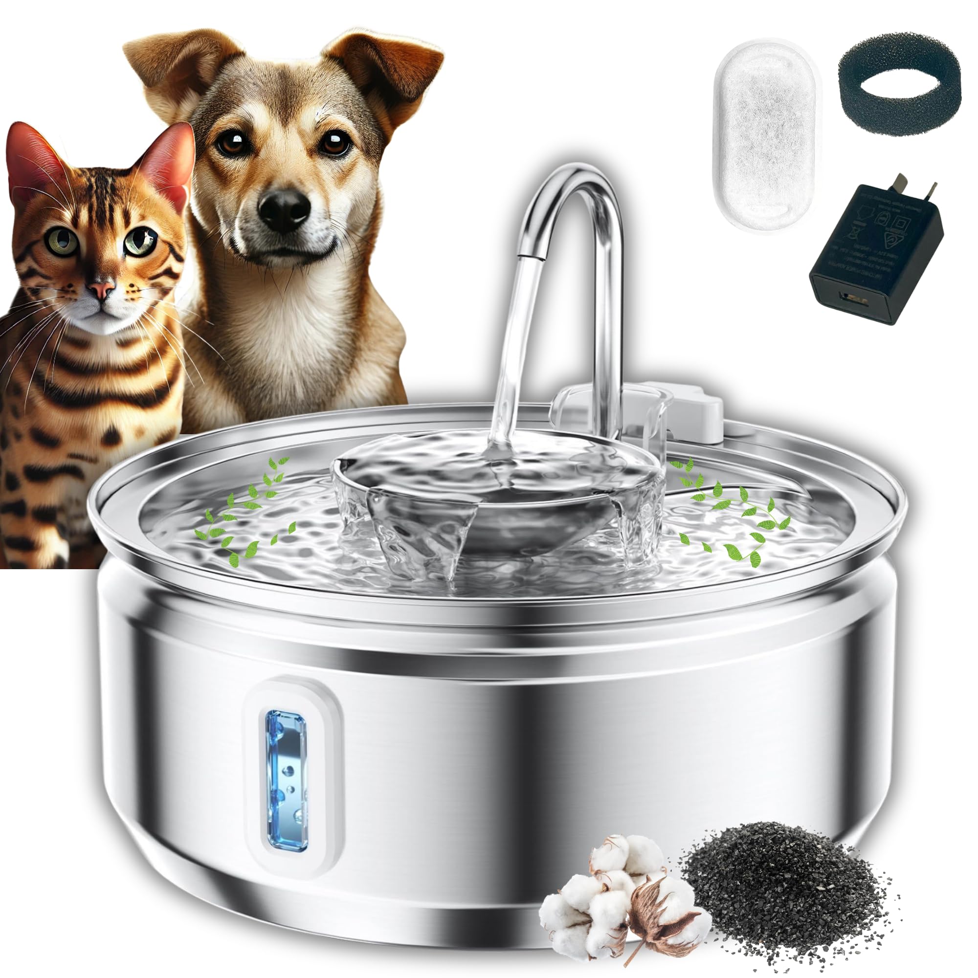 PuppyLuv Automatic Pet Water Fountain 2.5L Stainless Steel T - PuppyLuv Pet Store