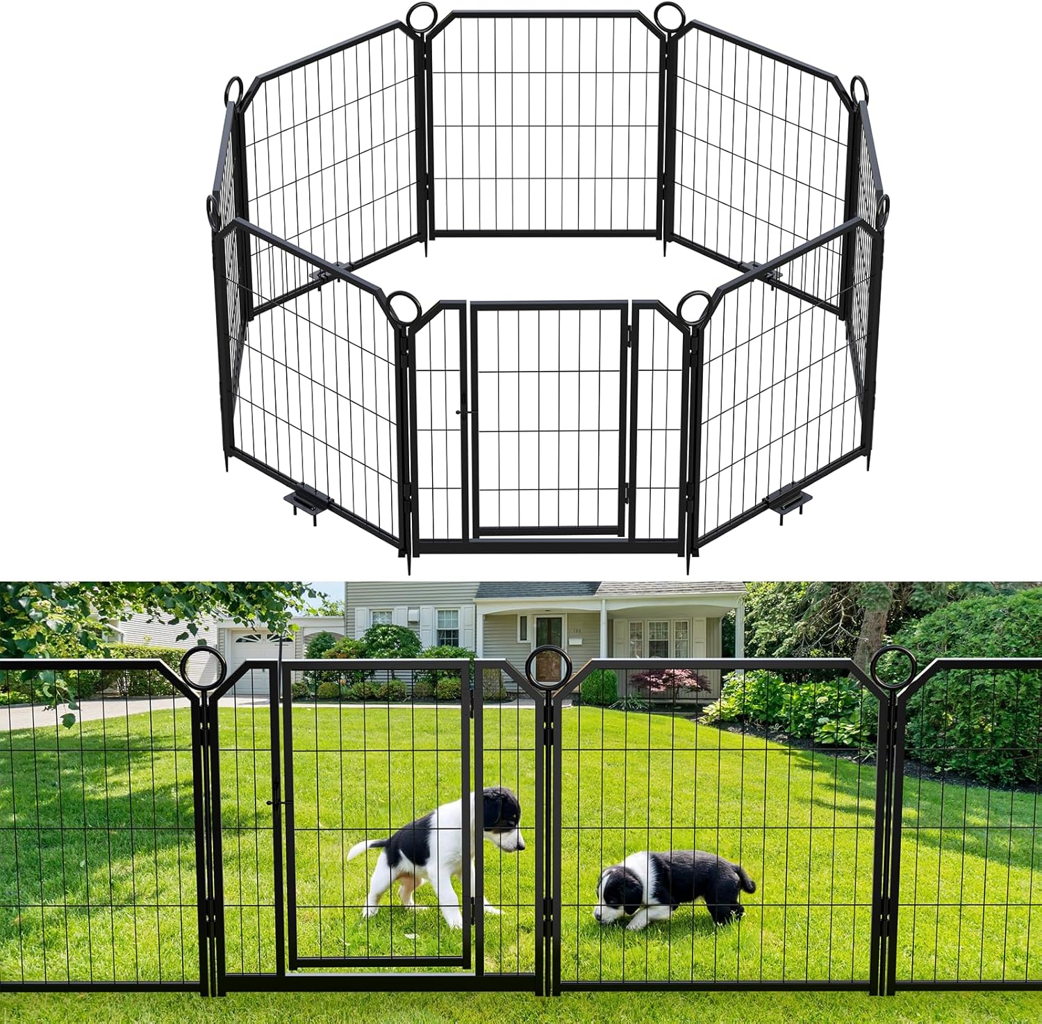 8-Panel Foldable Dog Playpen - Heavy Duty Metal Exercise Pen - PuppyLuv Pet Store