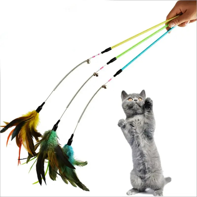 Interactive Cat Wand Toy Feather Teaser