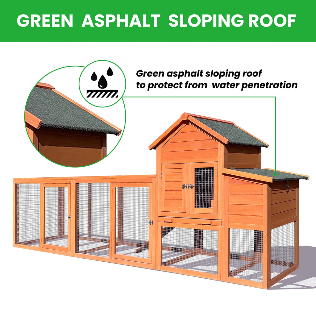 Large Wooden Chicken Coop,Outdoor Hen House with Nesting Box ,Wire Fence Poultry Cage