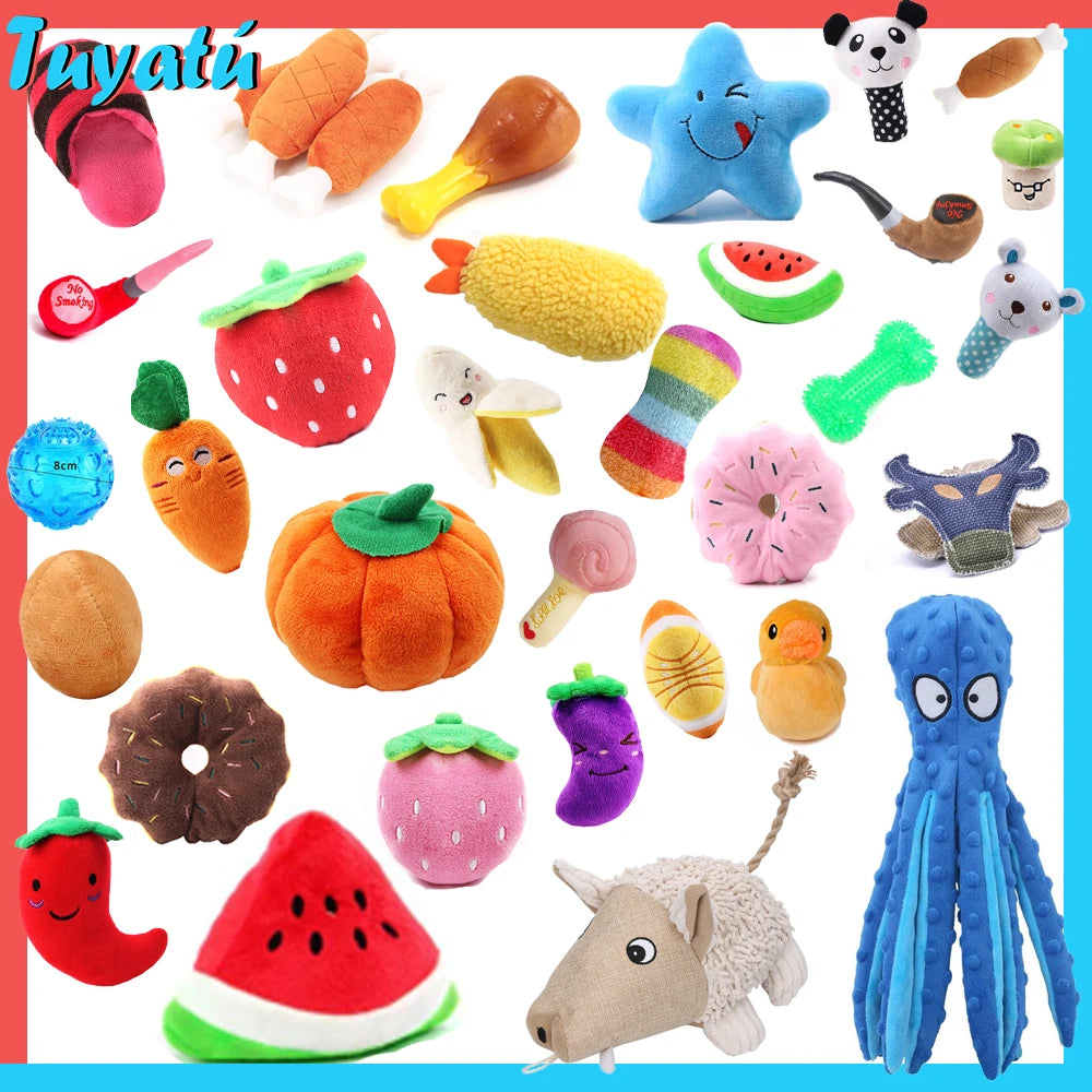 Squeaky Plush Dog Toys Set of 5