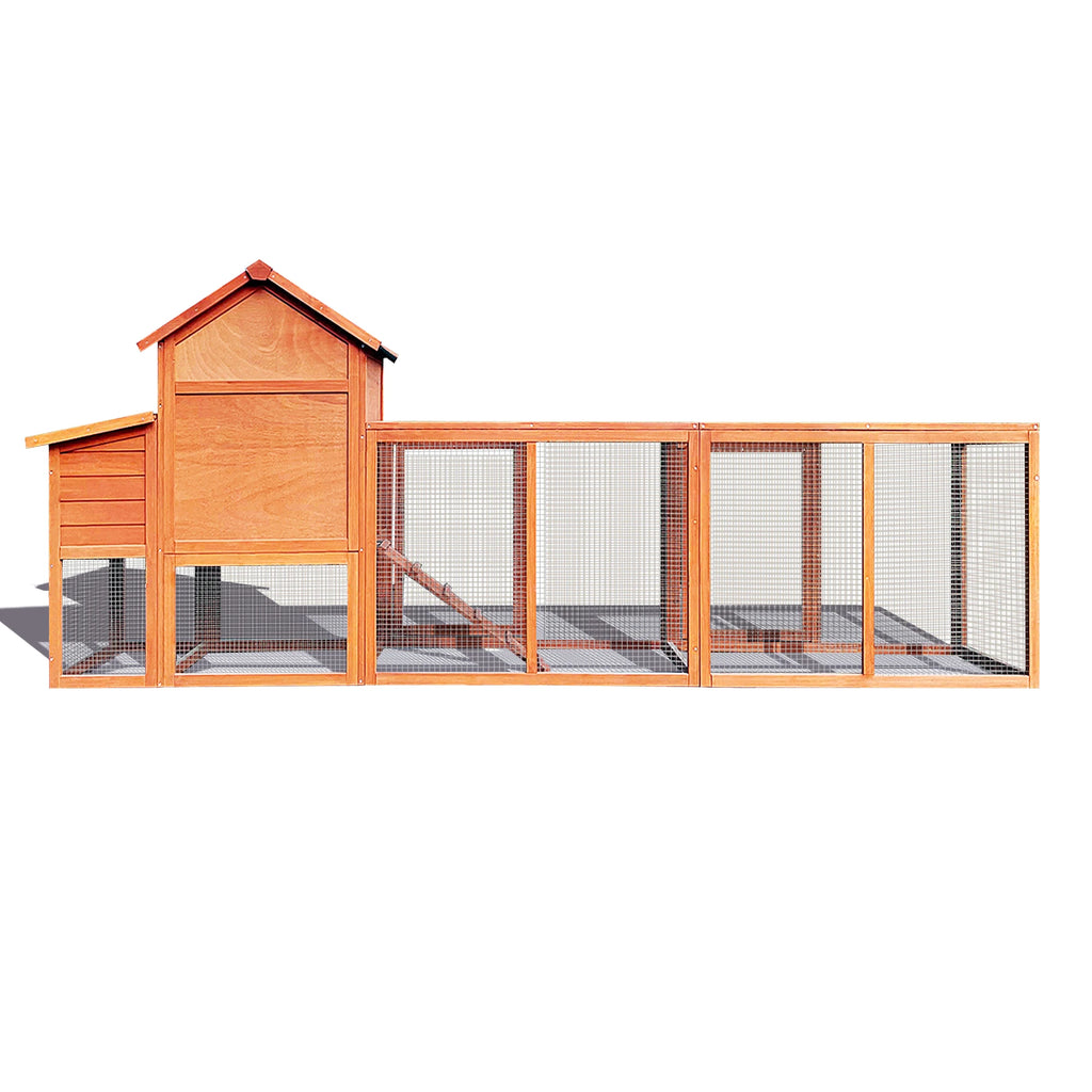 Large Wooden Chicken Coop,Outdoor Hen House with Nesting Box ,Wire Fence Poultry Cage