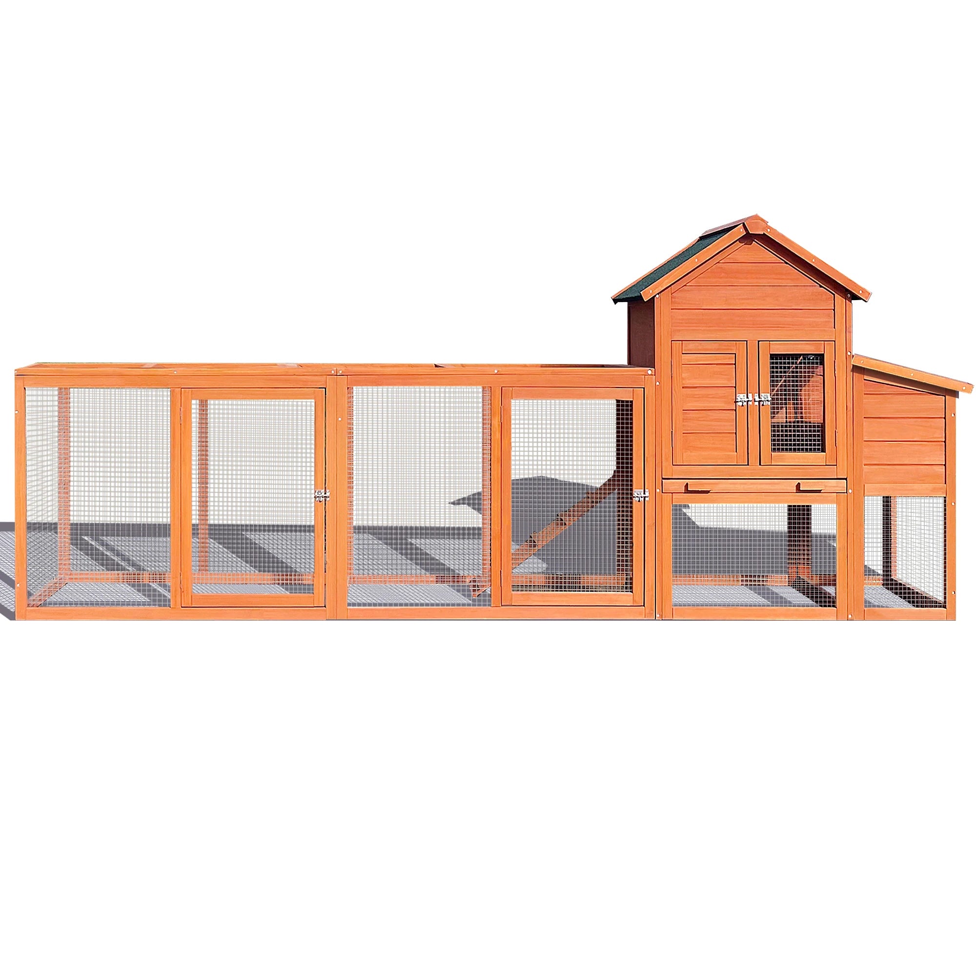 Large Wooden Chicken Coop,Outdoor Hen House with Nesting Box ,Wire Fence Poultry Cage