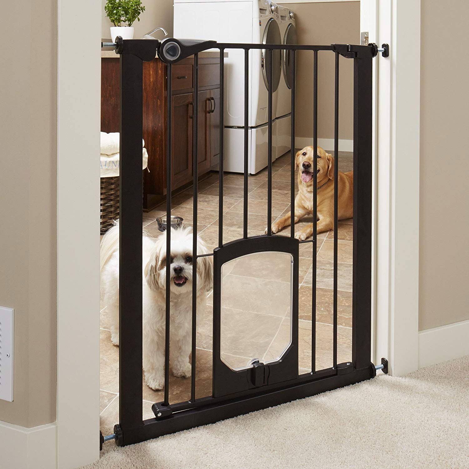 Pressure Mounted Pet Gate - Walk-Through Door for Dogs and C - PuppyLuv Pet Store