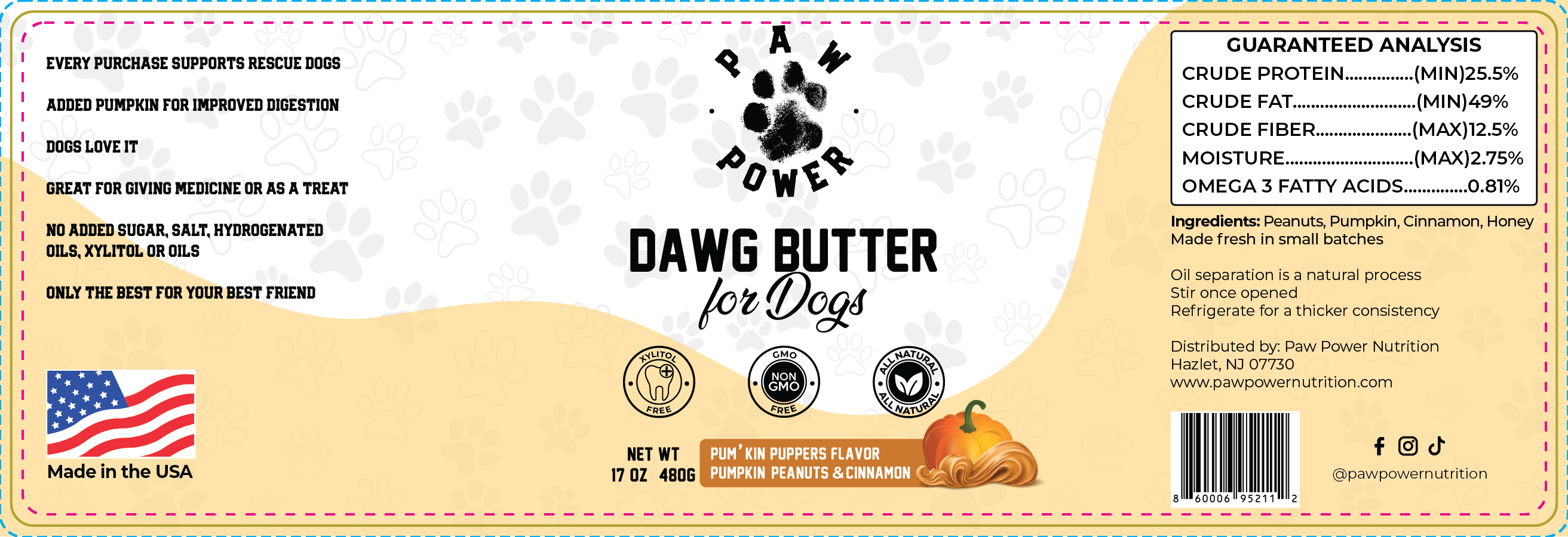 Dawg Butter Pum'kin Puppers Flavor - PuppyLuv Pet Store