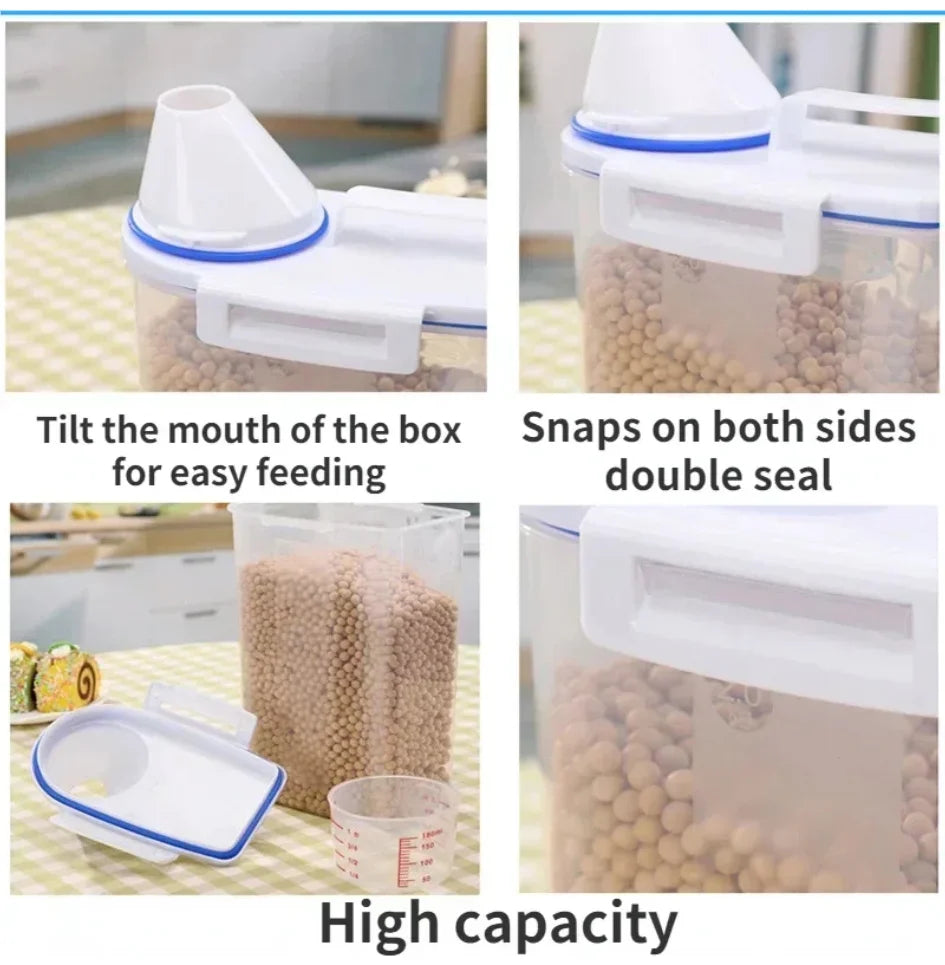 PuppyLuv Dog Cat Food Storage Container 1.5kg 2kg Plastic Pail with Measuring Cup Moisture-Proof Sealed