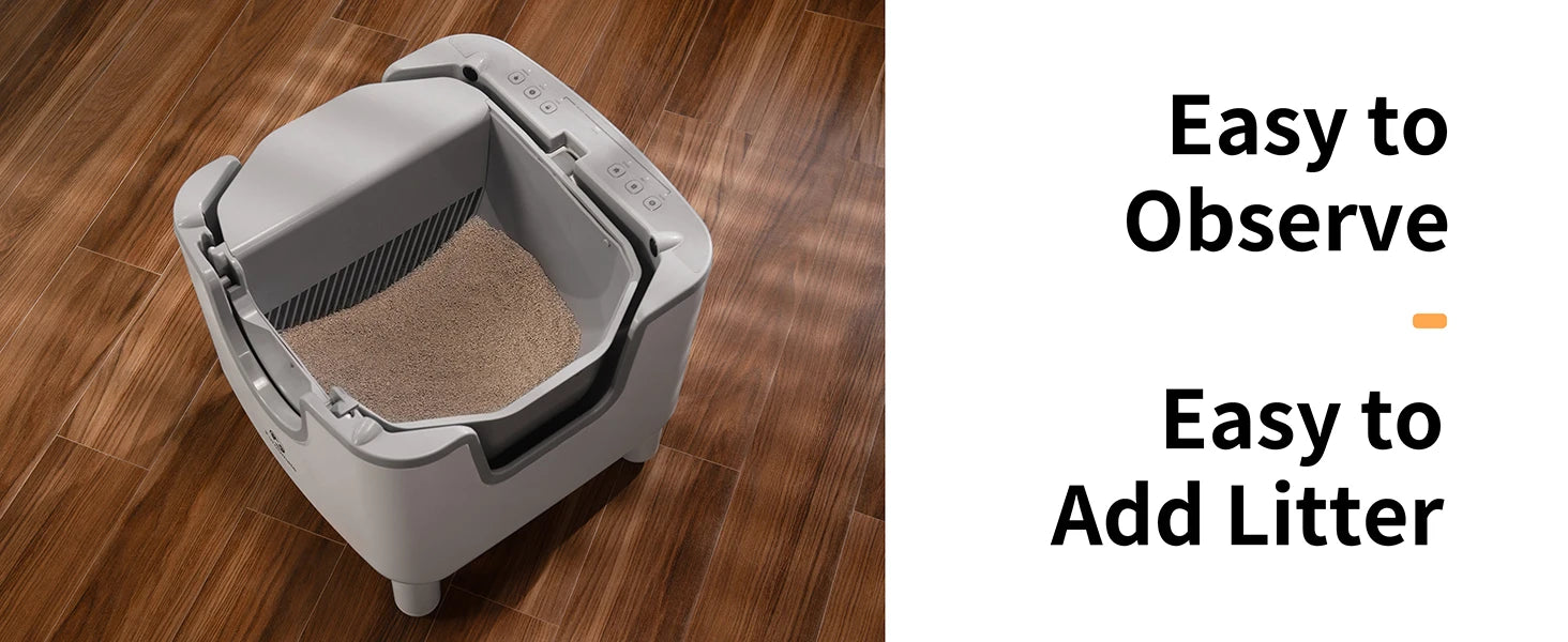 PuppyLuv F6 Self-Cleaning Litter Box Open-Top Automatic Odor Control Safety Features Easy Maintenance
