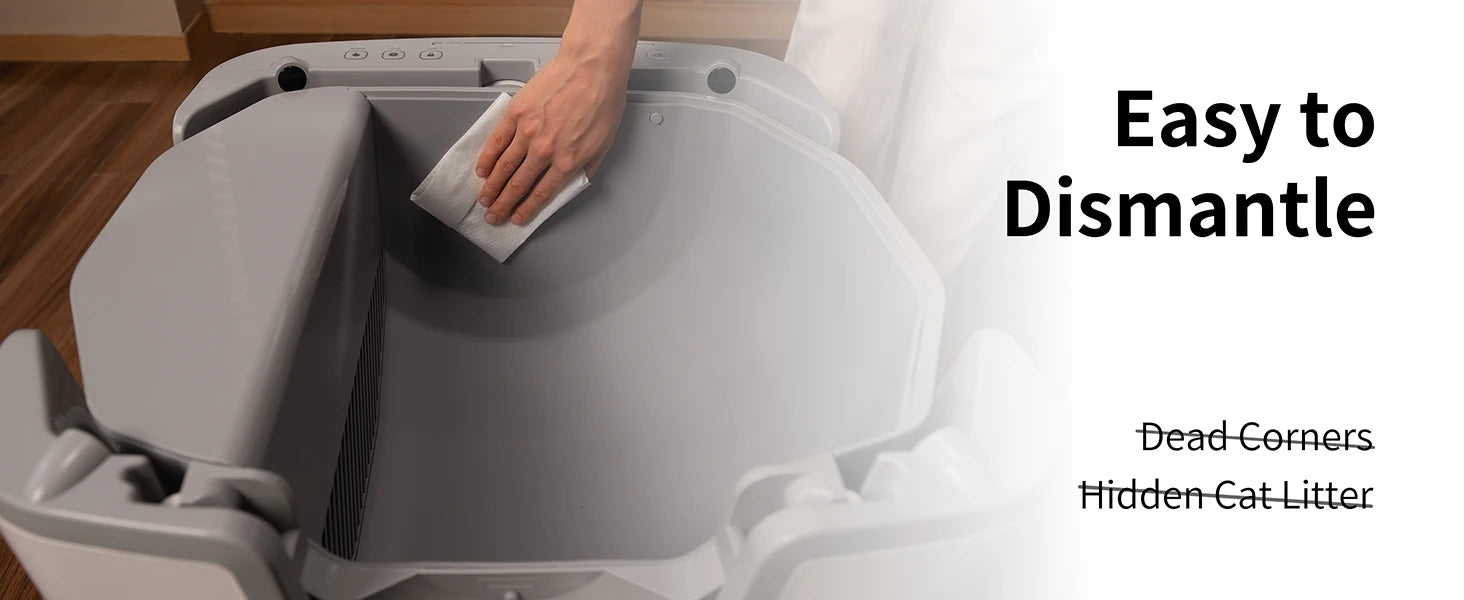 PuppyLuv F6 Self-Cleaning Litter Box Open-Top Automatic Odor Control Safety Features Easy Maintenance