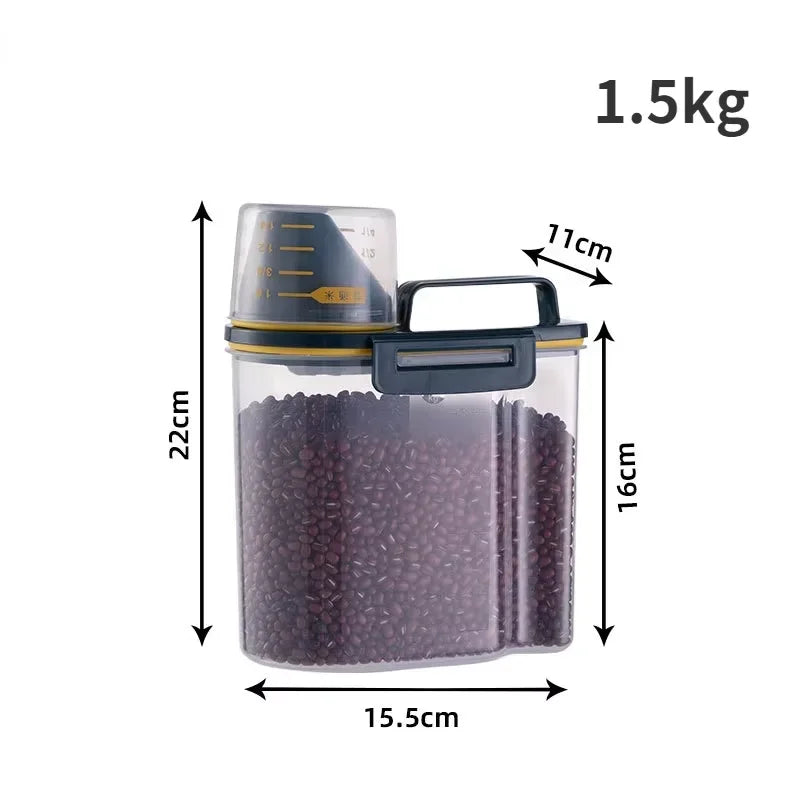 PuppyLuv Dog Cat Food Storage Container 1.5kg 2kg Plastic Pail with Measuring Cup Moisture-Proof Sealed