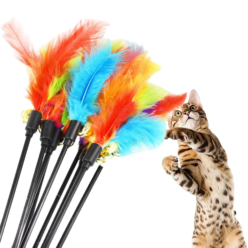 Interactive Cat Wand Toy Feather Teaser