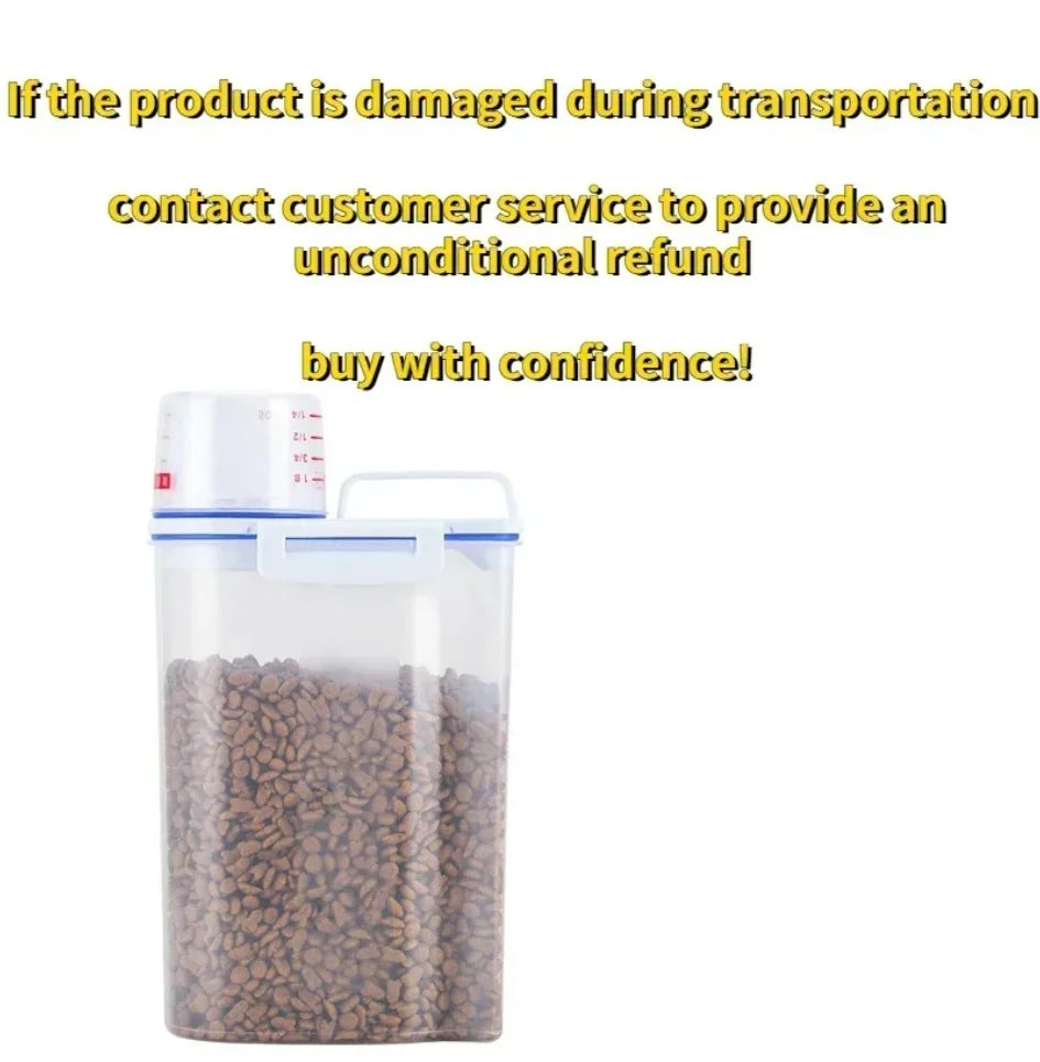 PuppyLuv Dog Cat Food Storage Container 1.5kg 2kg Plastic Pail with Measuring Cup Moisture-Proof Sealed