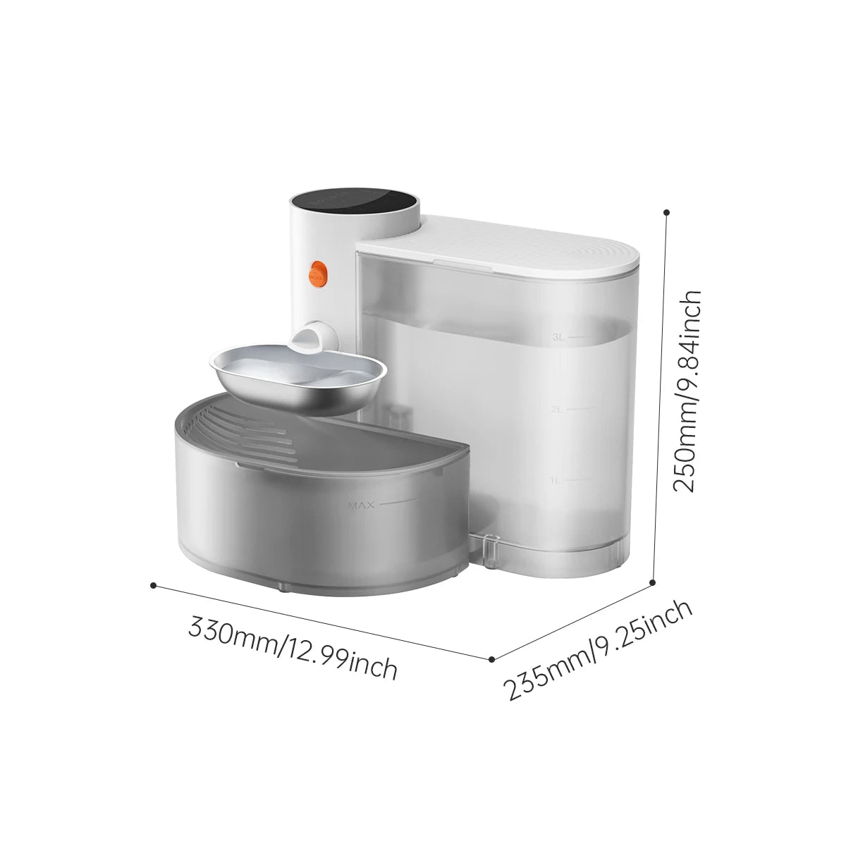 PuppyLuv Stainless Steel Pet Water Bowl Intelligent Auto-Purifying Wireless Drinking Fountain Cats