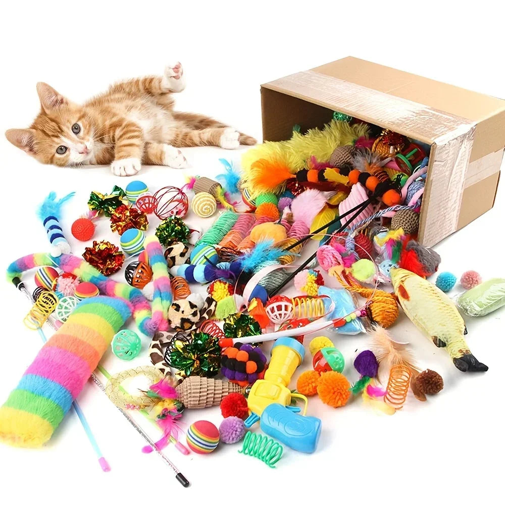 PuppyLuv Cat Toys Mixed Pack 56pcs Interactive Plastic Plush - PuppyLuv Pet Store