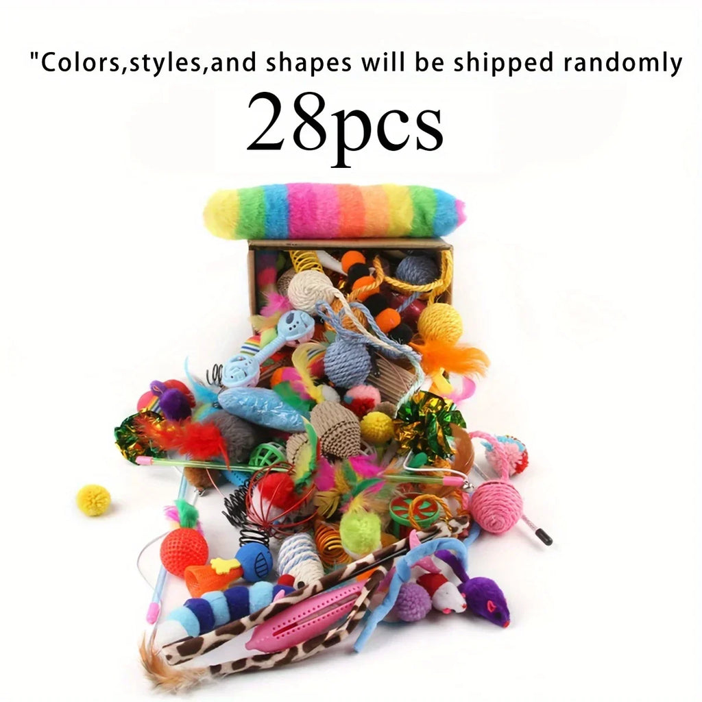 PuppyLuv Cat Toys Mixed Pack 56pcs Interactive Plastic Plush Toys for Indoor Cats Kittens