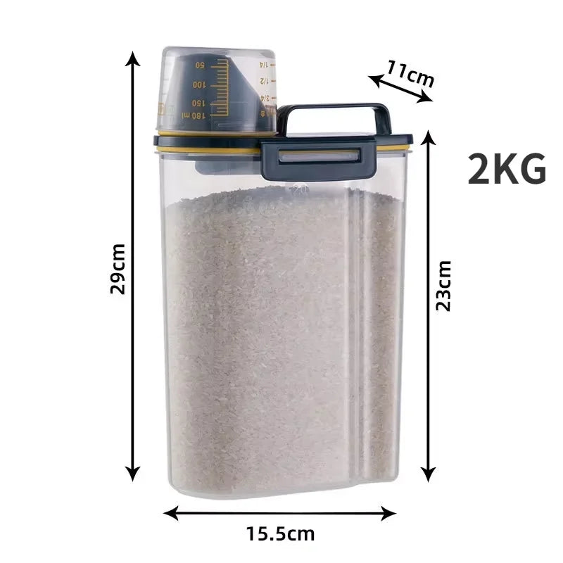 PuppyLuv Dog Cat Food Storage Container 1.5kg 2kg Plastic Pail with Measuring Cup Moisture-Proof Sealed