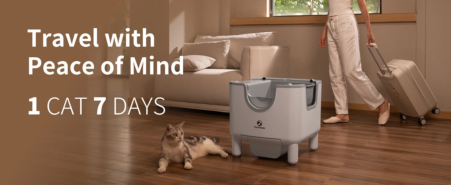 PuppyLuv F6 Self-Cleaning Litter Box Open-Top Automatic Odor Control Safety Features Easy Maintenance