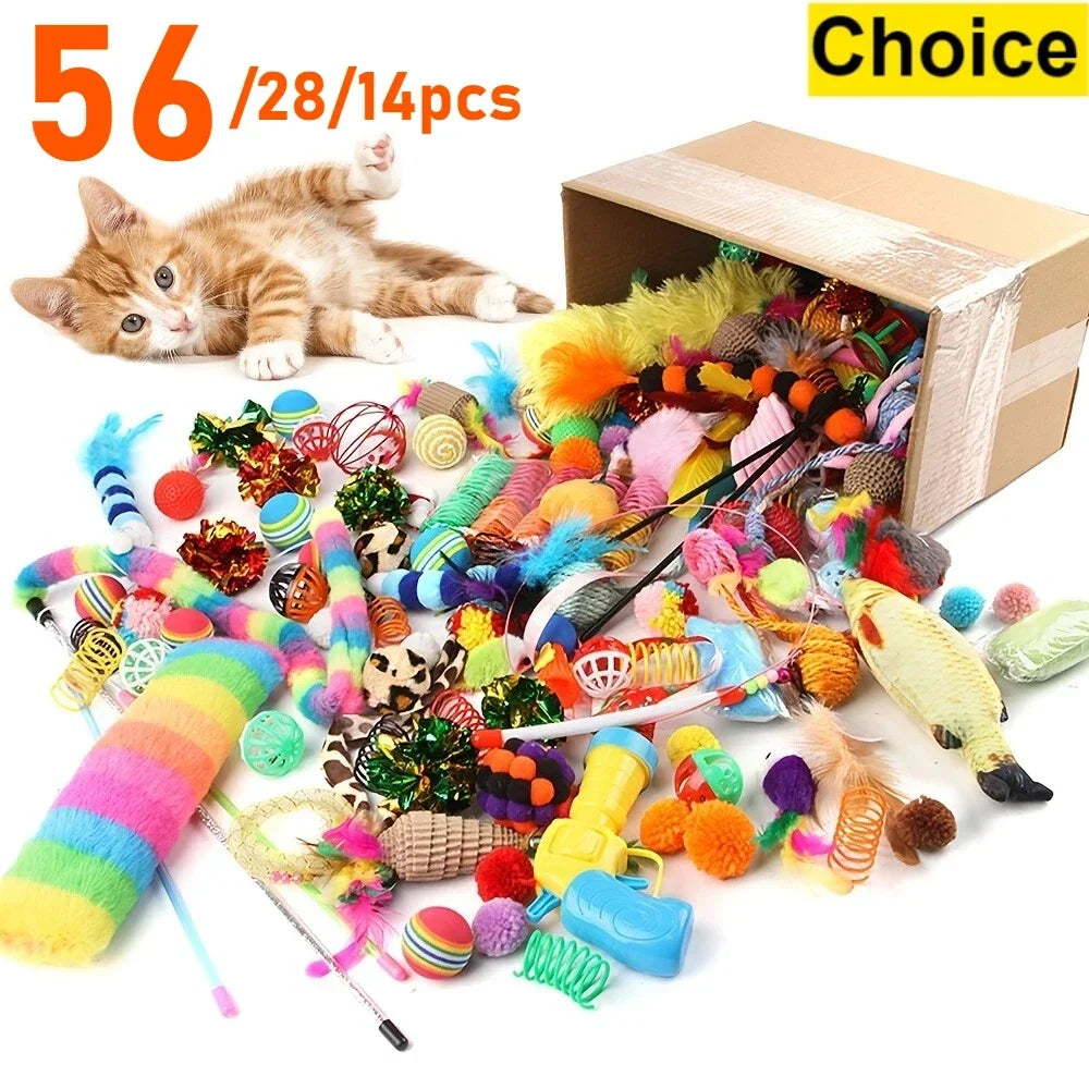 PuppyLuv Cat Toys Mixed Pack 56pcs Interactive Plastic Plush - PuppyLuv Pet Store
