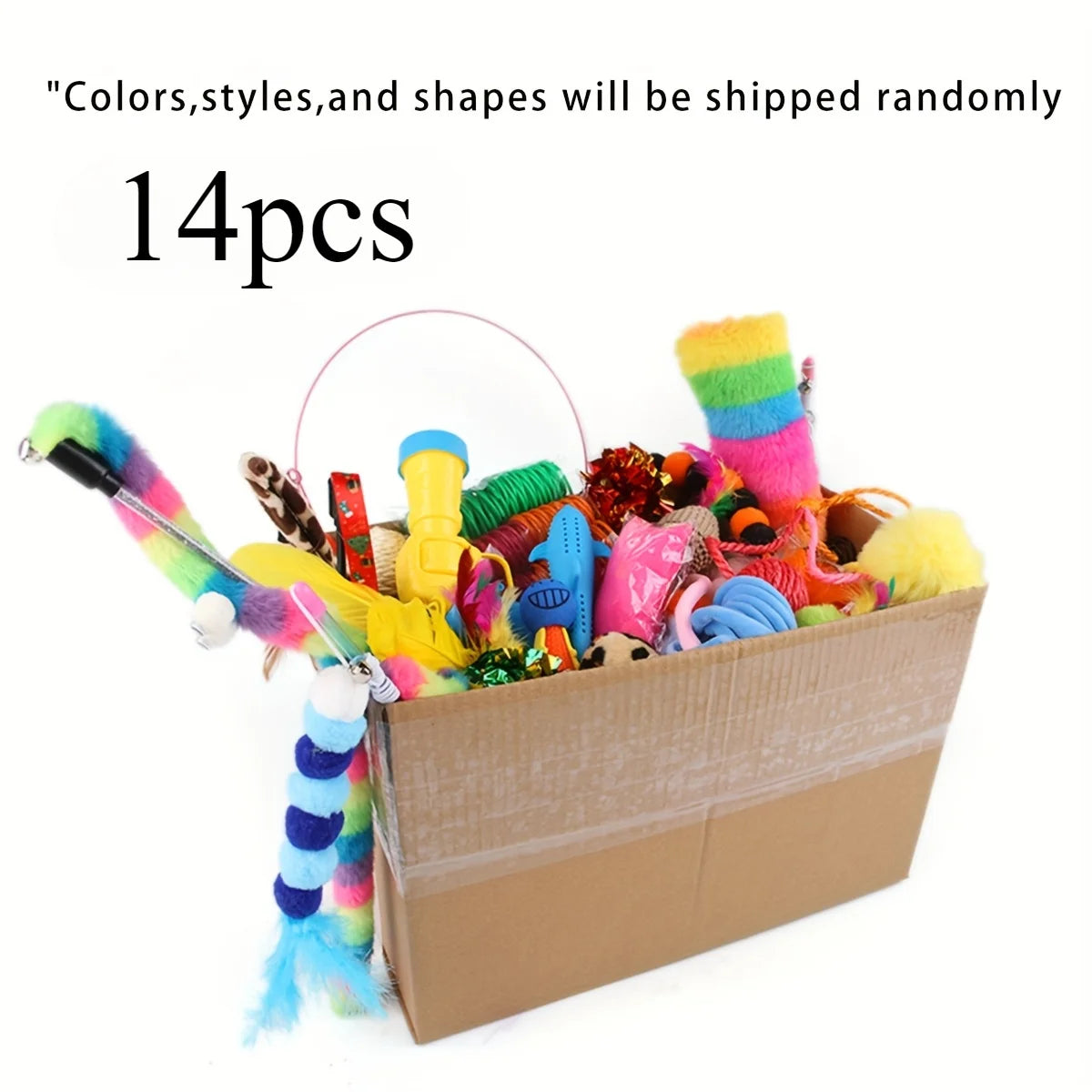 PuppyLuv Cat Toys Mixed Pack 56pcs Interactive Plastic Plush Toys for Indoor Cats Kittens