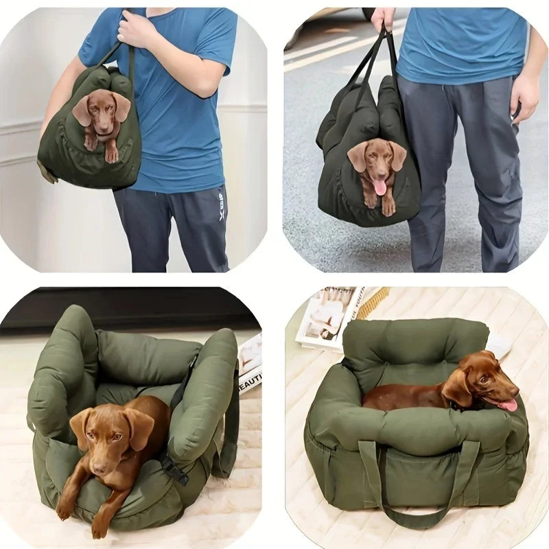PuppyLuv Dog Car Seat Safety Belt Non-Slip Pet Car Bed Small Dogs Washable Travel Carrier Straps