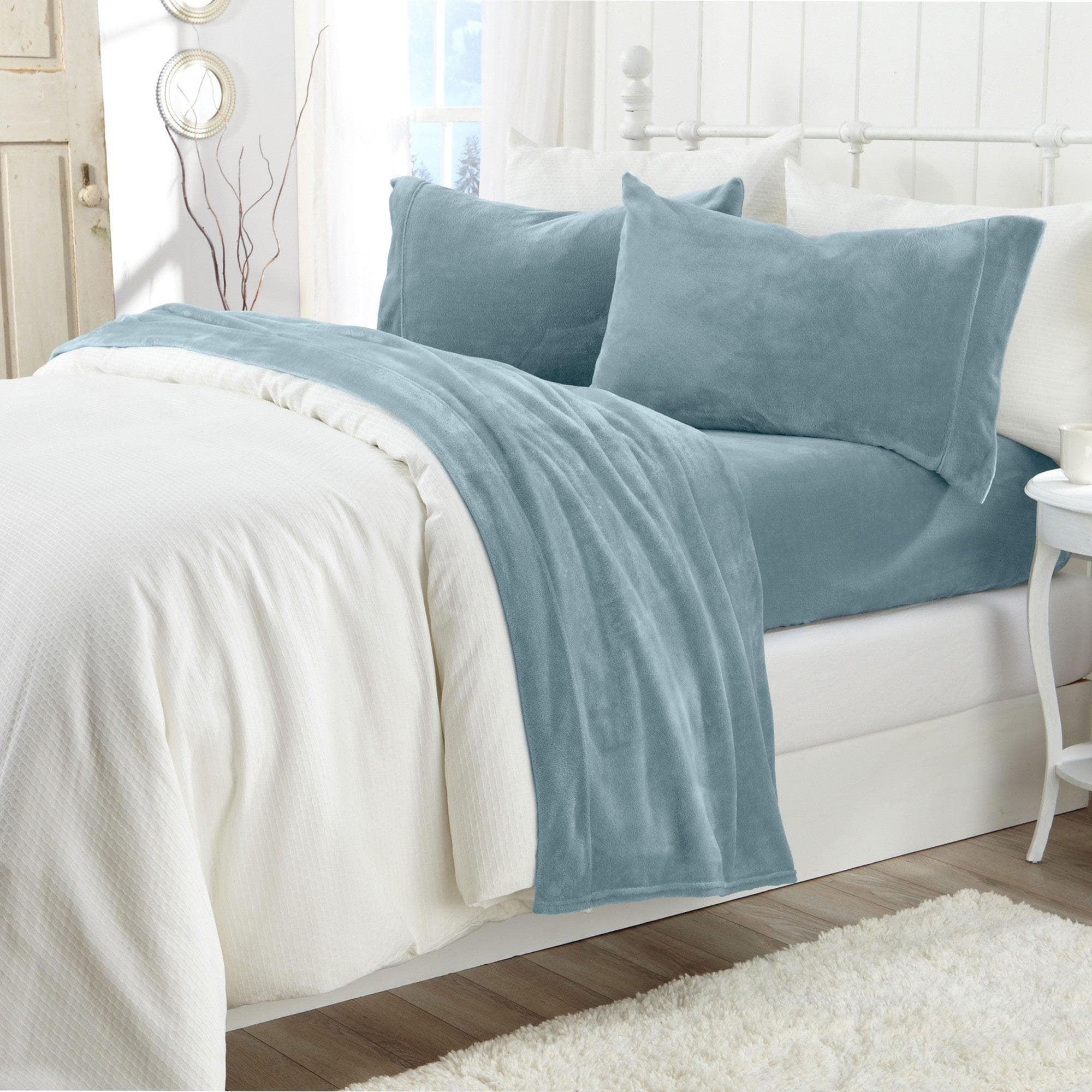 PuppyLuv Solid Plush Sheet Velvet Luxe Collection Twin Full Queen King California King Multiple Colors