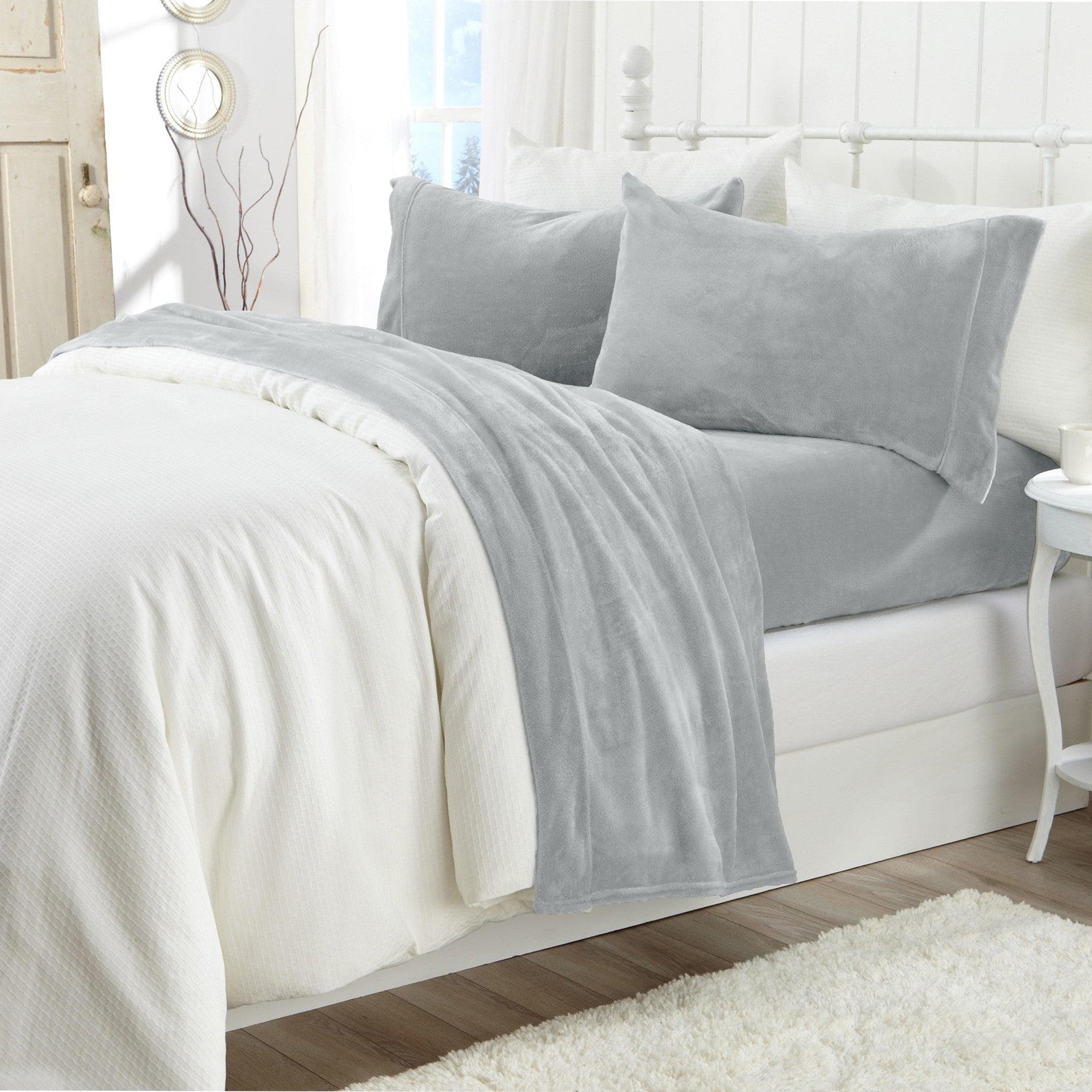 PuppyLuv Solid Plush Sheet Velvet Luxe Collection Twin Full Queen King California King Multiple Colors