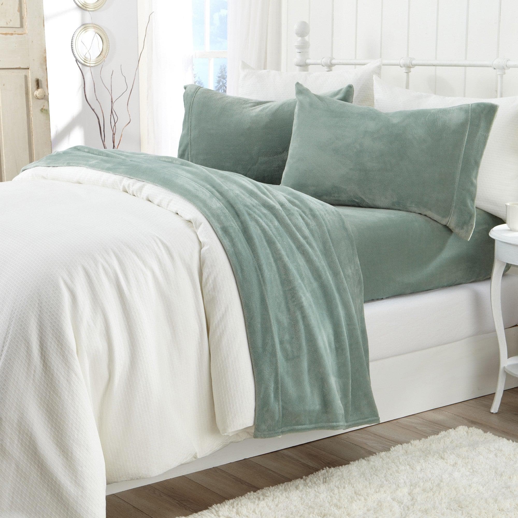 PuppyLuv Solid Plush Sheet Velvet Luxe Collection Twin Full Queen King California King Multiple Colors