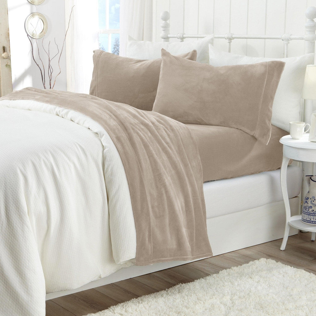 PuppyLuv Solid Plush Sheet Velvet Luxe Collection Twin Full Queen King California King Multiple Colors