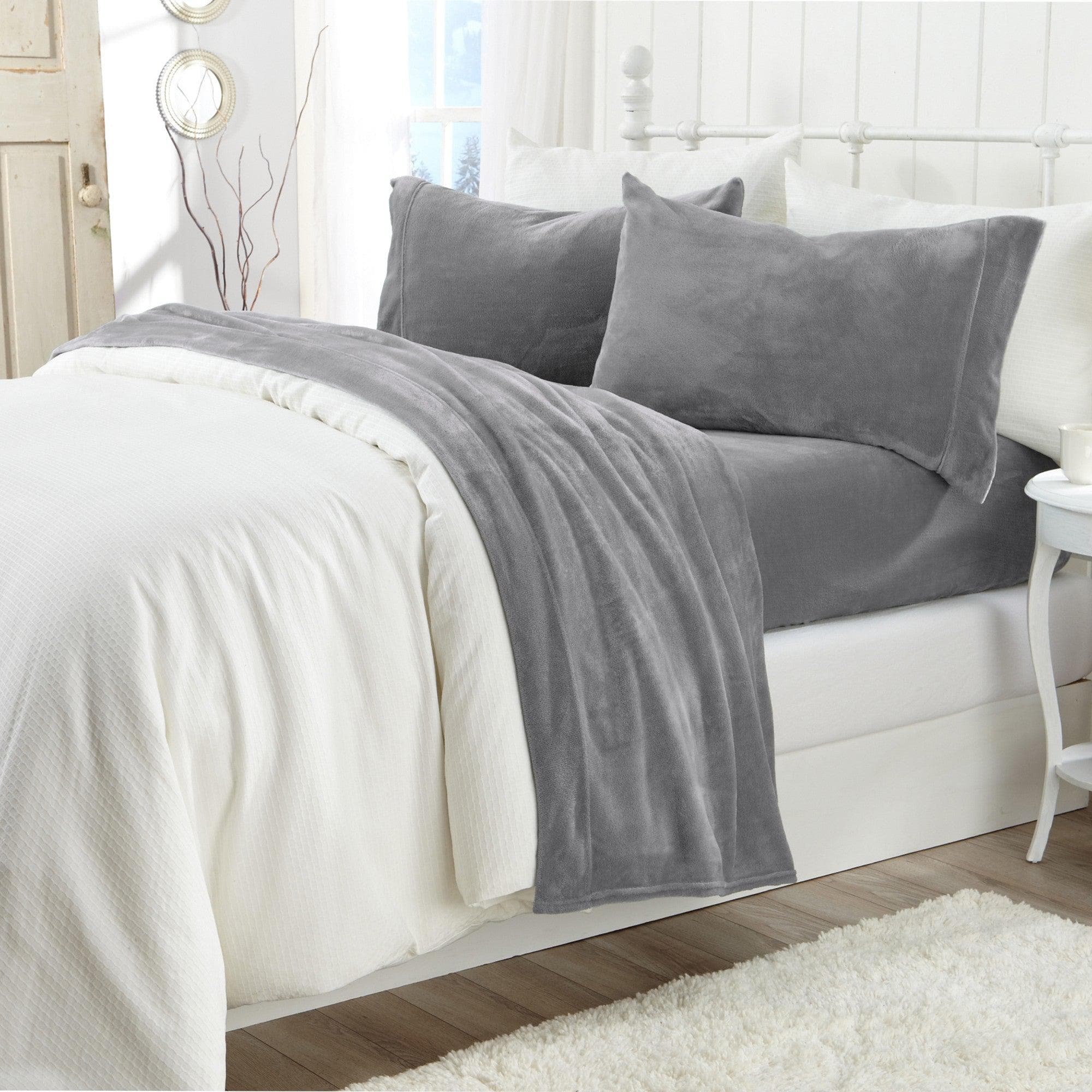 PuppyLuv Solid Plush Sheet Velvet Luxe Collection Twin Full Queen King California King Multiple Colors