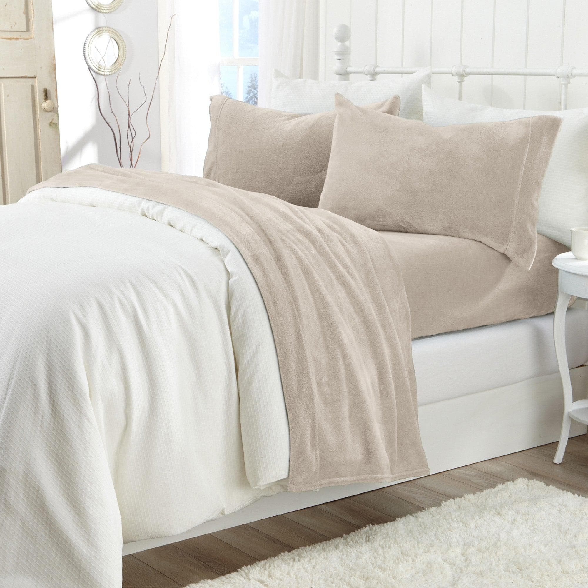 PuppyLuv Solid Plush Sheet Velvet Luxe Collection Twin Full Queen King California King Multiple Colors