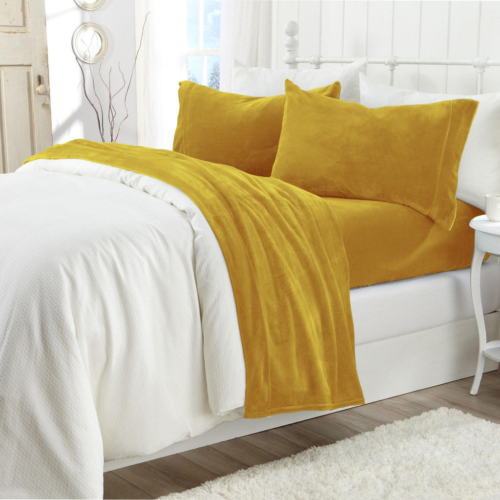 PuppyLuv Solid Plush Sheet Velvet Luxe Collection Twin Full Queen King California King Multiple Colors