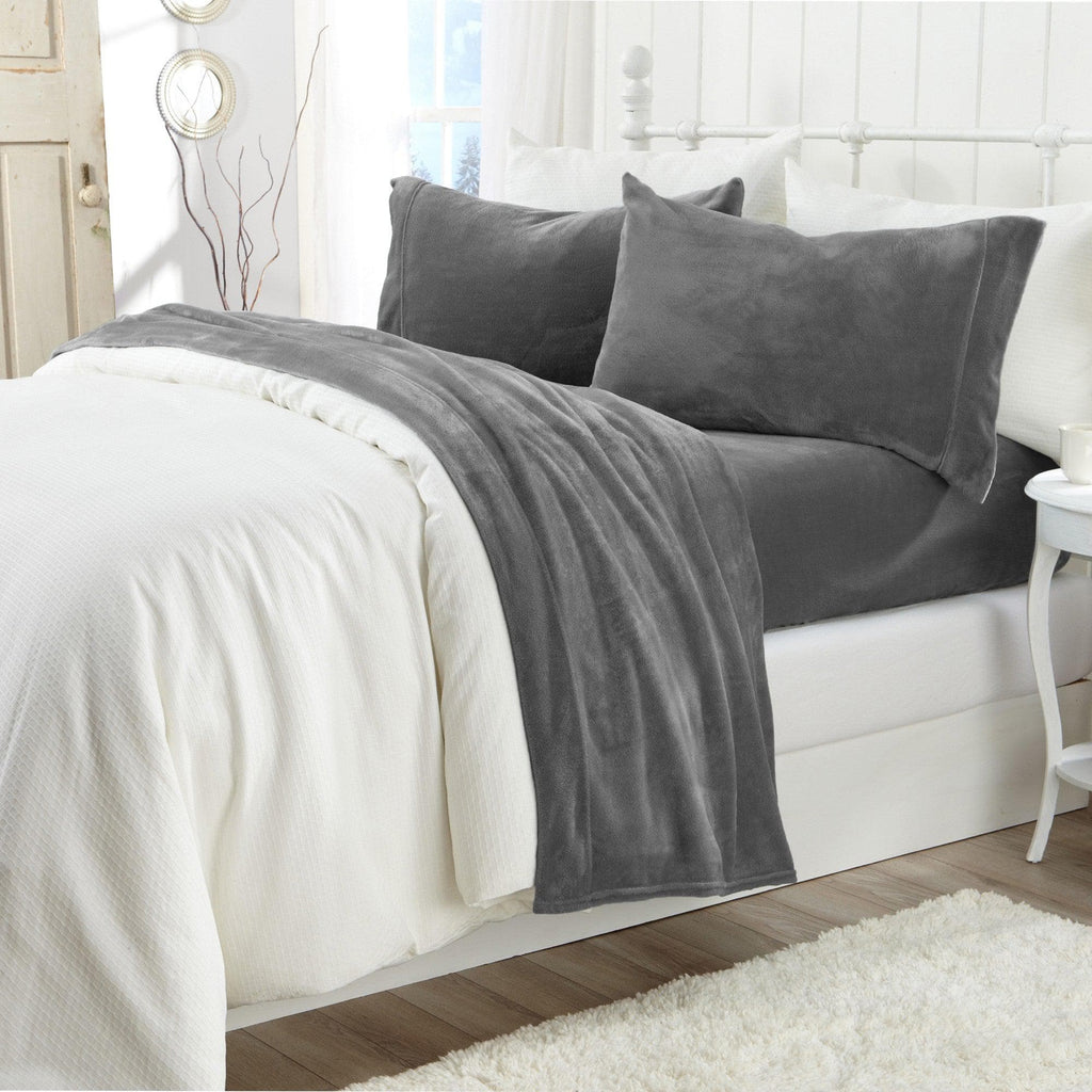 PuppyLuv Solid Plush Sheet Velvet Luxe Collection Twin Full Queen King California King Multiple Colors