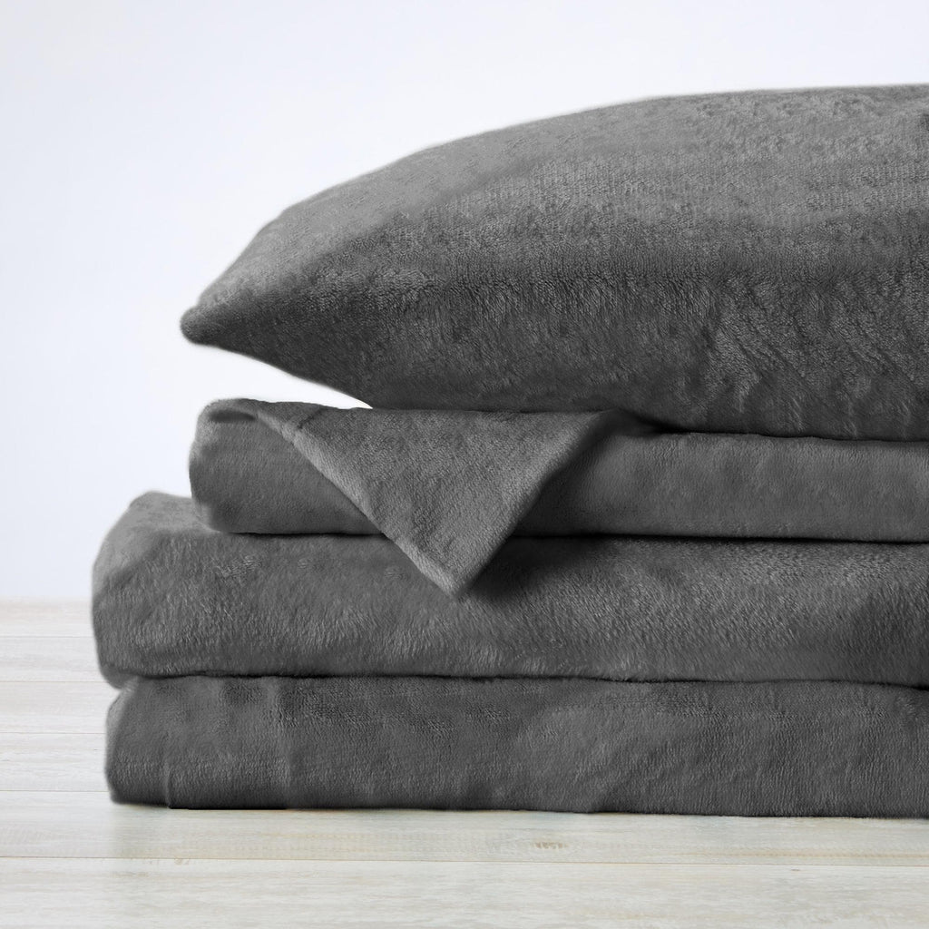 PuppyLuv Solid Plush Sheet Velvet Luxe Collection Twin Full Queen King California King Multiple Colors