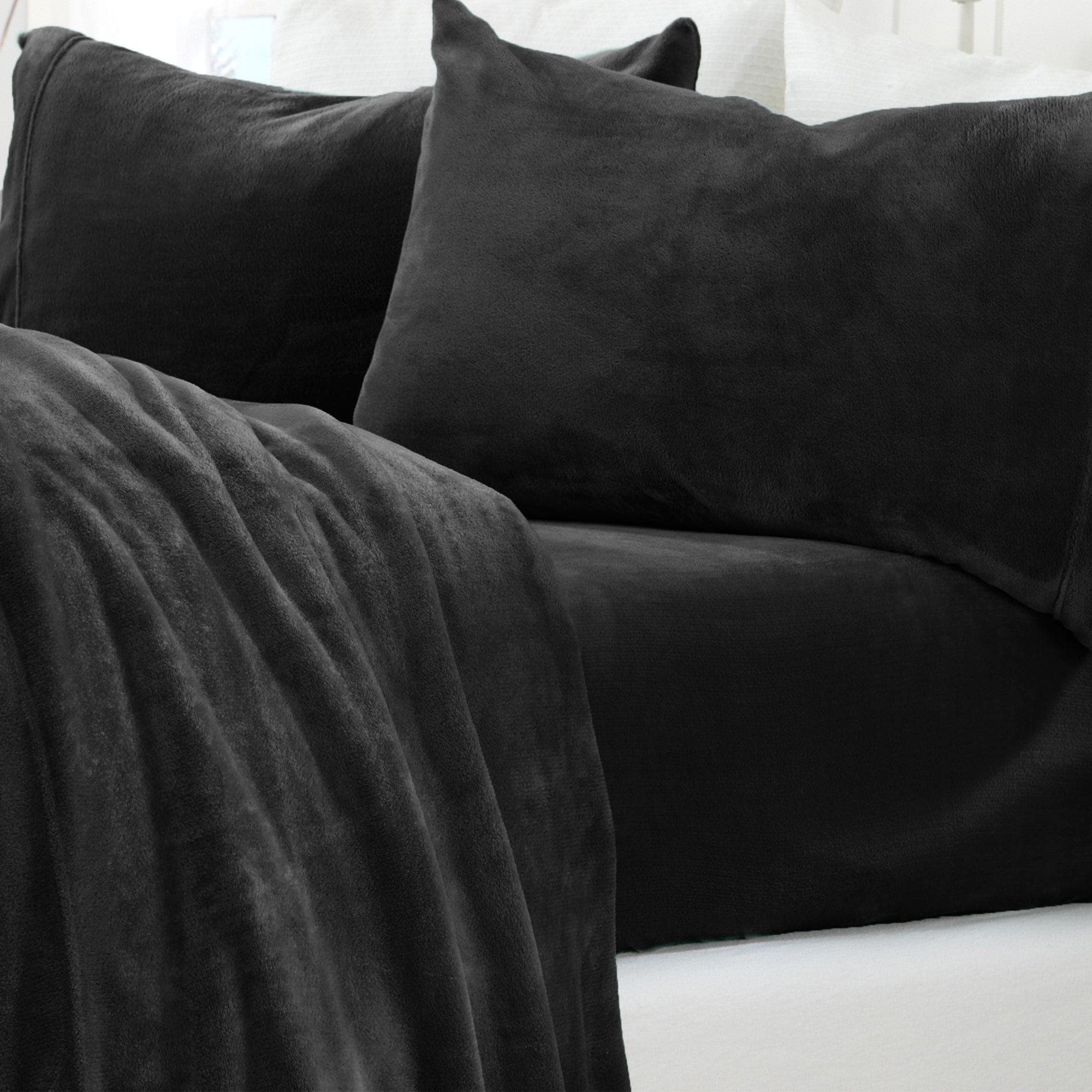 PuppyLuv Solid Plush Sheet Velvet Luxe Collection Twin Full Queen King California King Multiple Colors