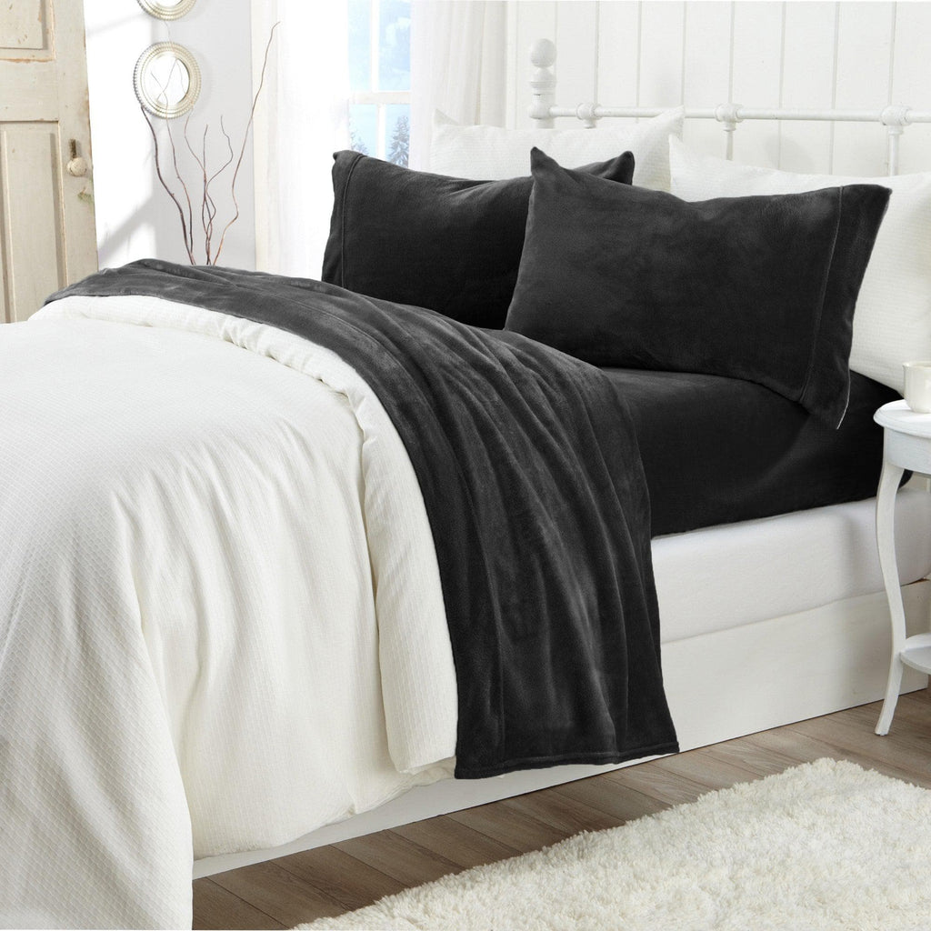 PuppyLuv Solid Plush Sheet Velvet Luxe Collection Twin Full Queen King California King Multiple Colors