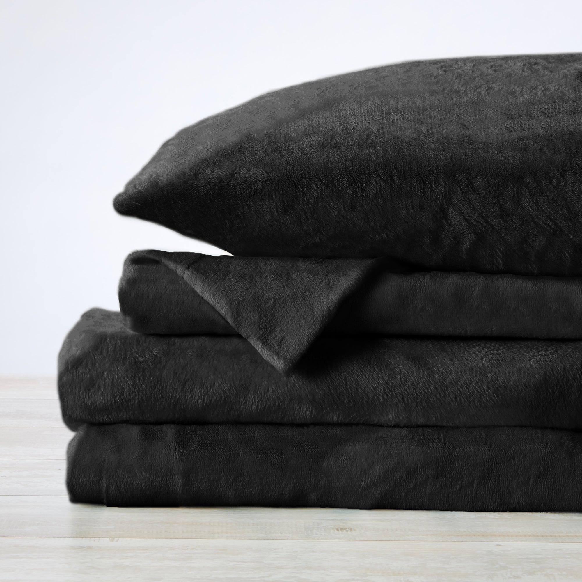 PuppyLuv Solid Plush Sheet Velvet Luxe Collection Twin Full Queen King California King Multiple Colors