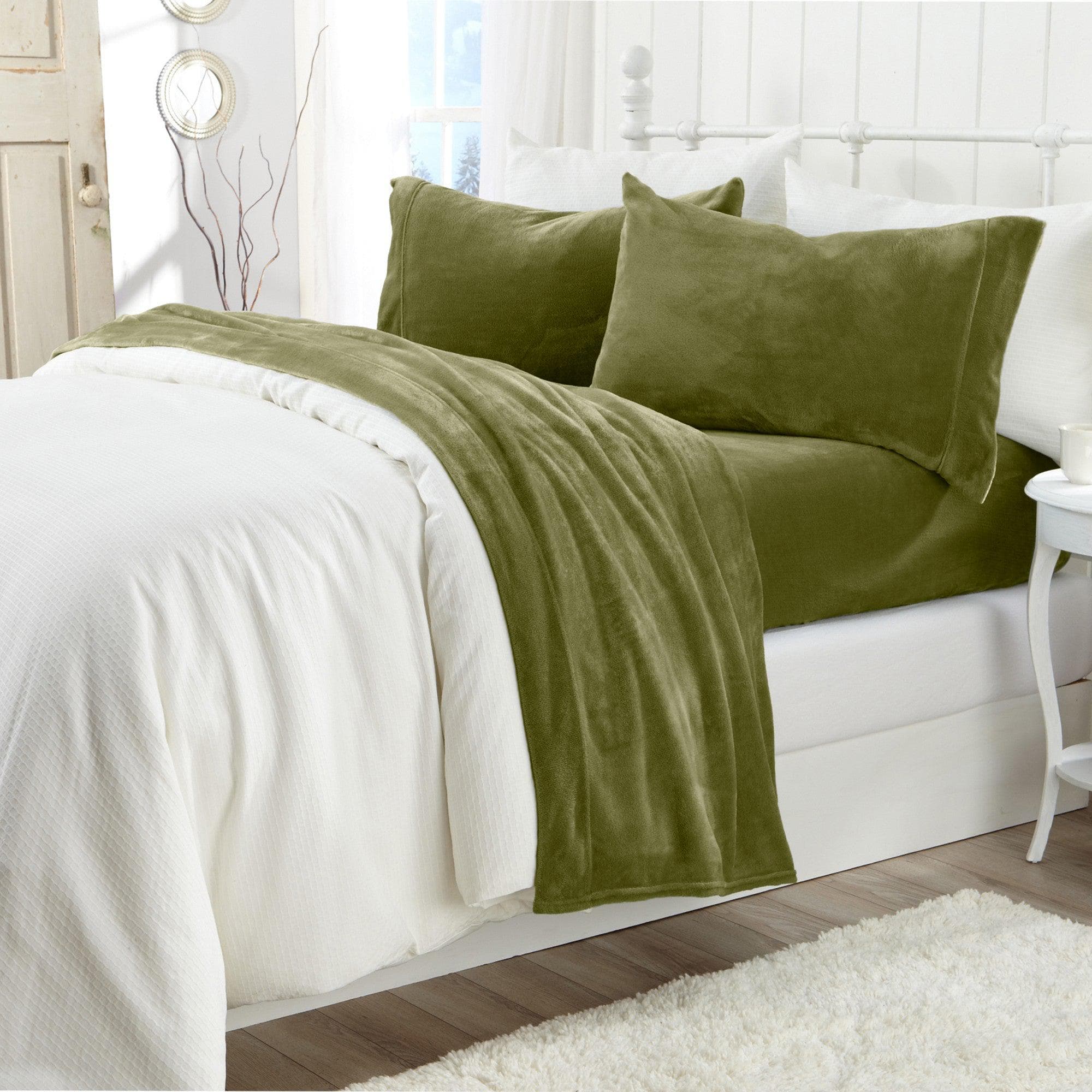 PuppyLuv Solid Plush Sheet Velvet Luxe Collection Twin Full Queen King California King Multiple Colors