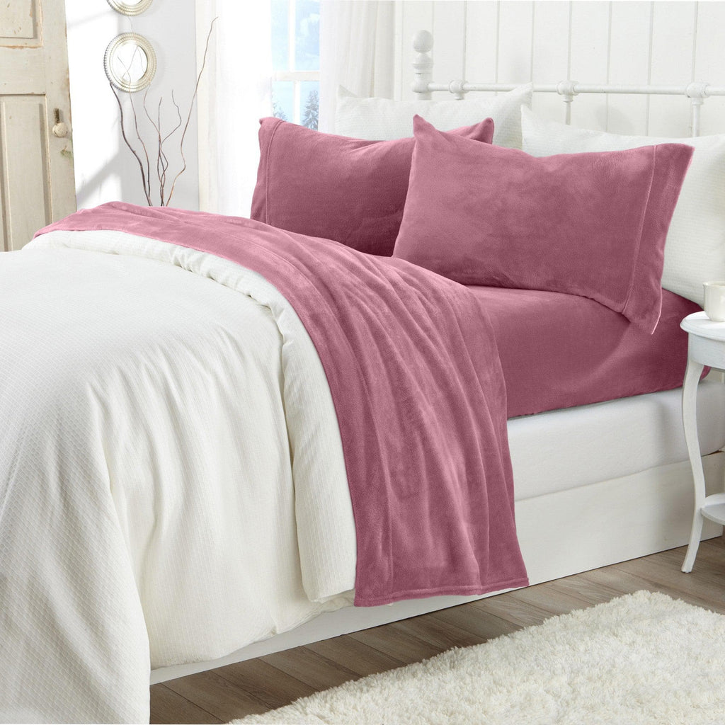 PuppyLuv Solid Plush Sheet Velvet Luxe Collection Twin Full Queen King California King Multiple Colors