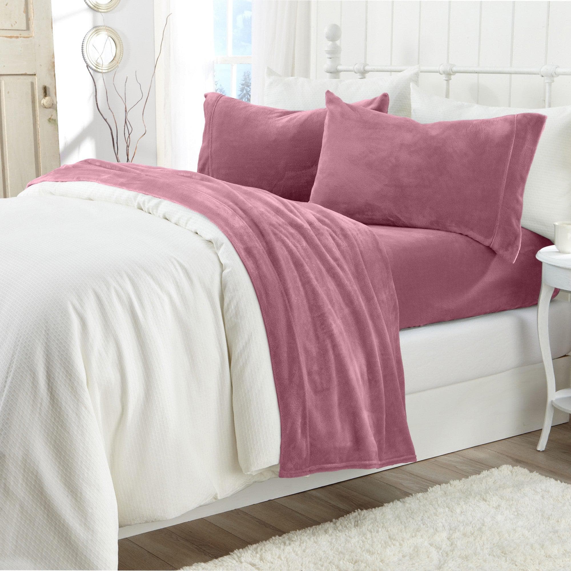 PuppyLuv Solid Plush Sheet Velvet Luxe Collection Twin Full Queen King California King Multiple Colors