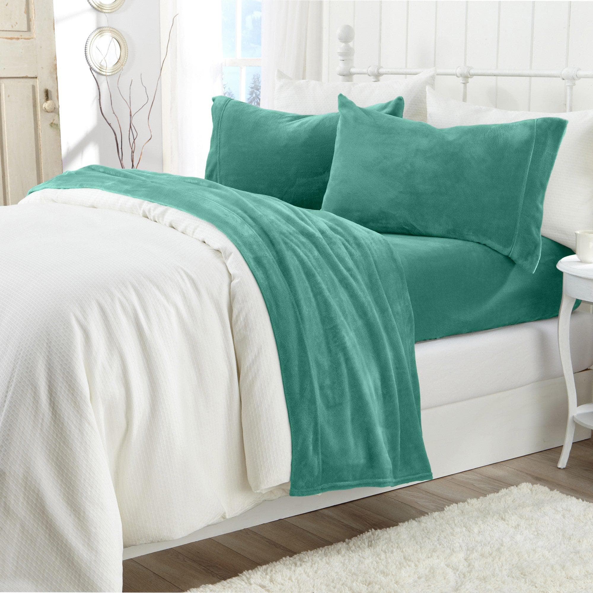 PuppyLuv Solid Plush Sheet Velvet Luxe Collection Twin Full Queen King California King Multiple Colors