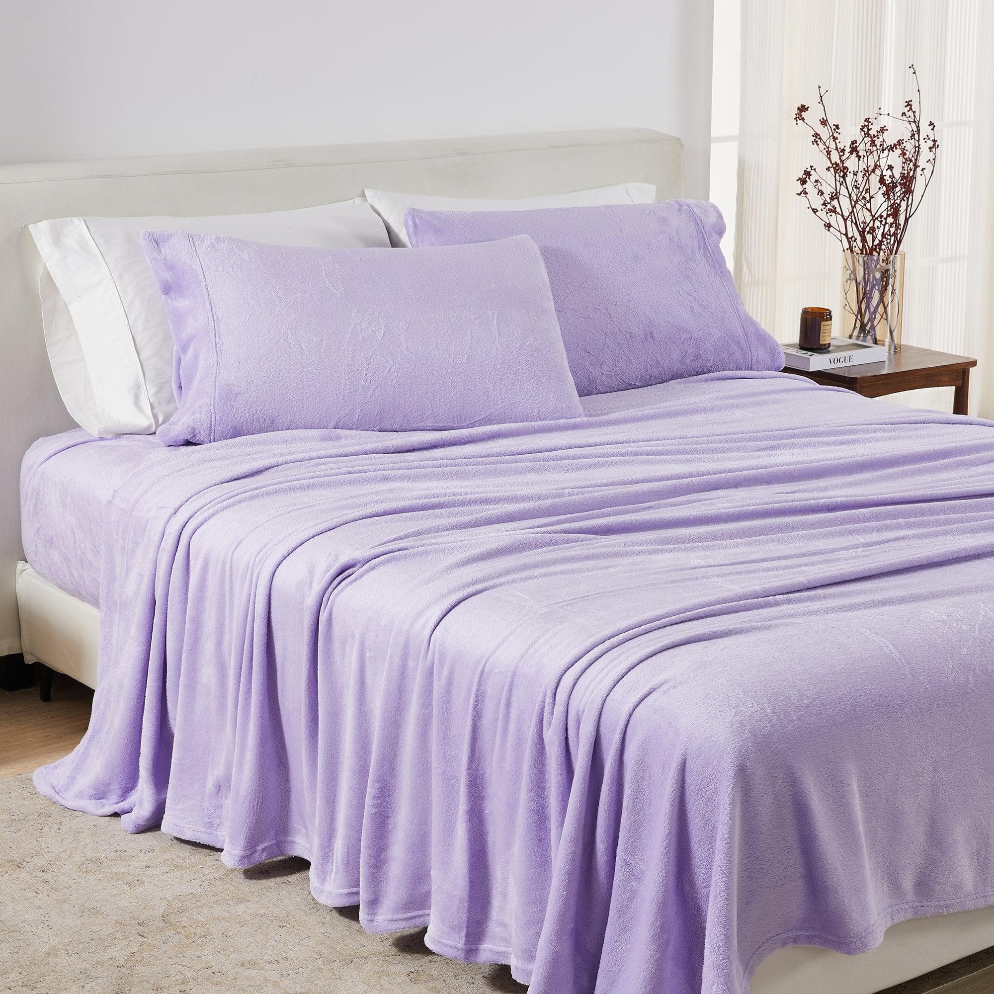 PuppyLuv Solid Plush Sheet Velvet Luxe Collection Twin Full Queen King California King Multiple Colors