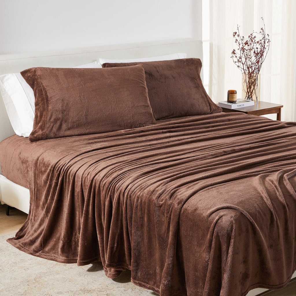 PuppyLuv Solid Plush Sheet Velvet Luxe Collection Twin Full Queen King California King Multiple Colors
